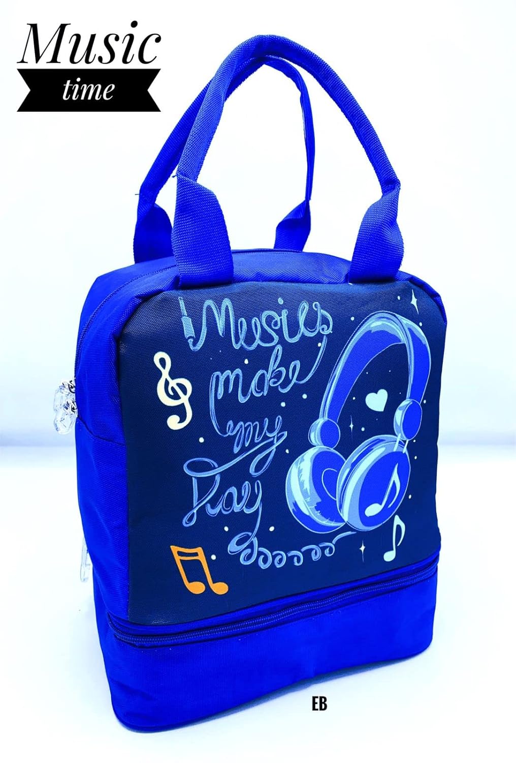 Echo Boomers Music Printed Double Layer Insulated Tiffin Lunch Double Bag with Multi Zipper Pockets