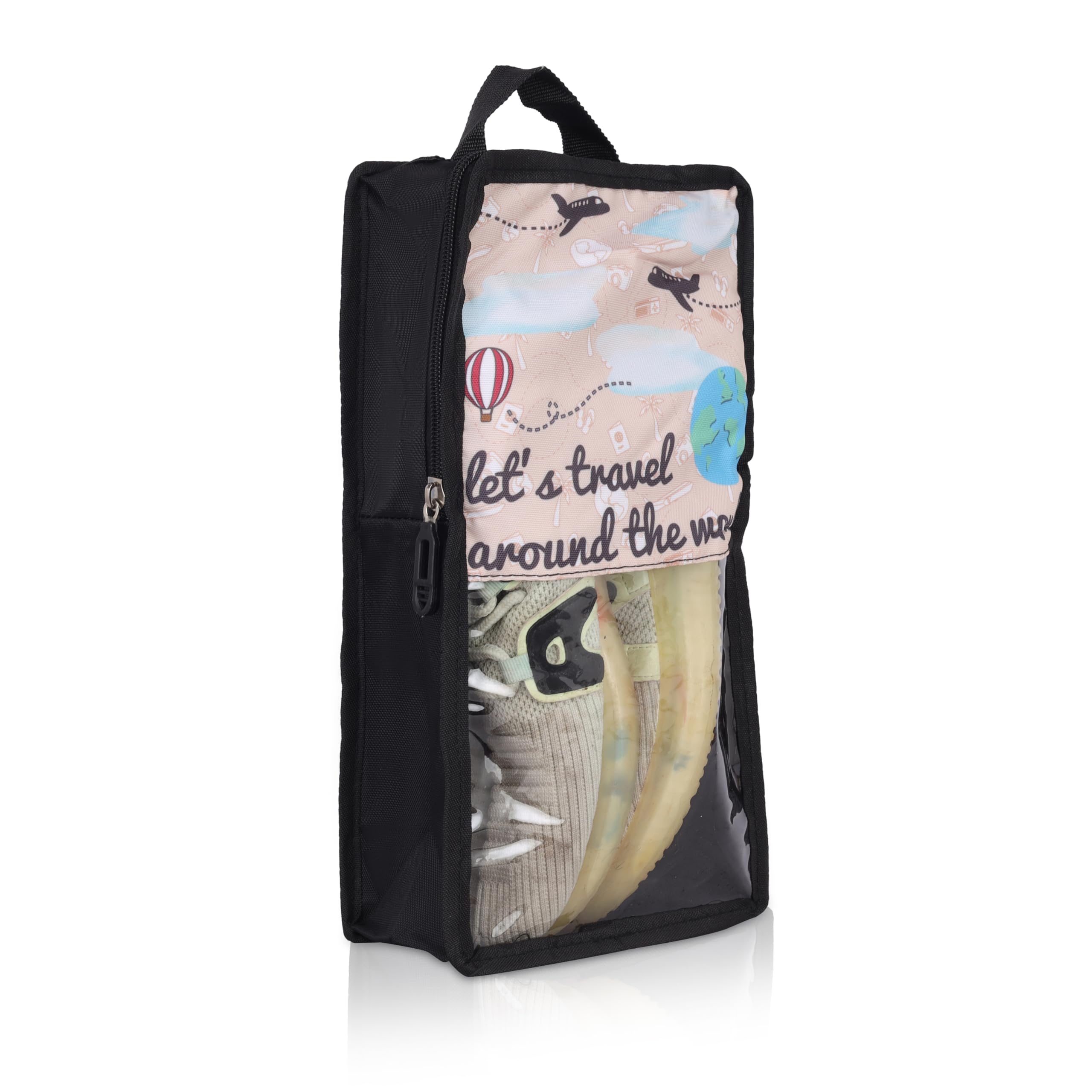 Echo Boomers Wanderlust 4-Piece Travel Organizer Set | Travel accessories - Red and Sky Blue Packing Cubes with Global Travel Print