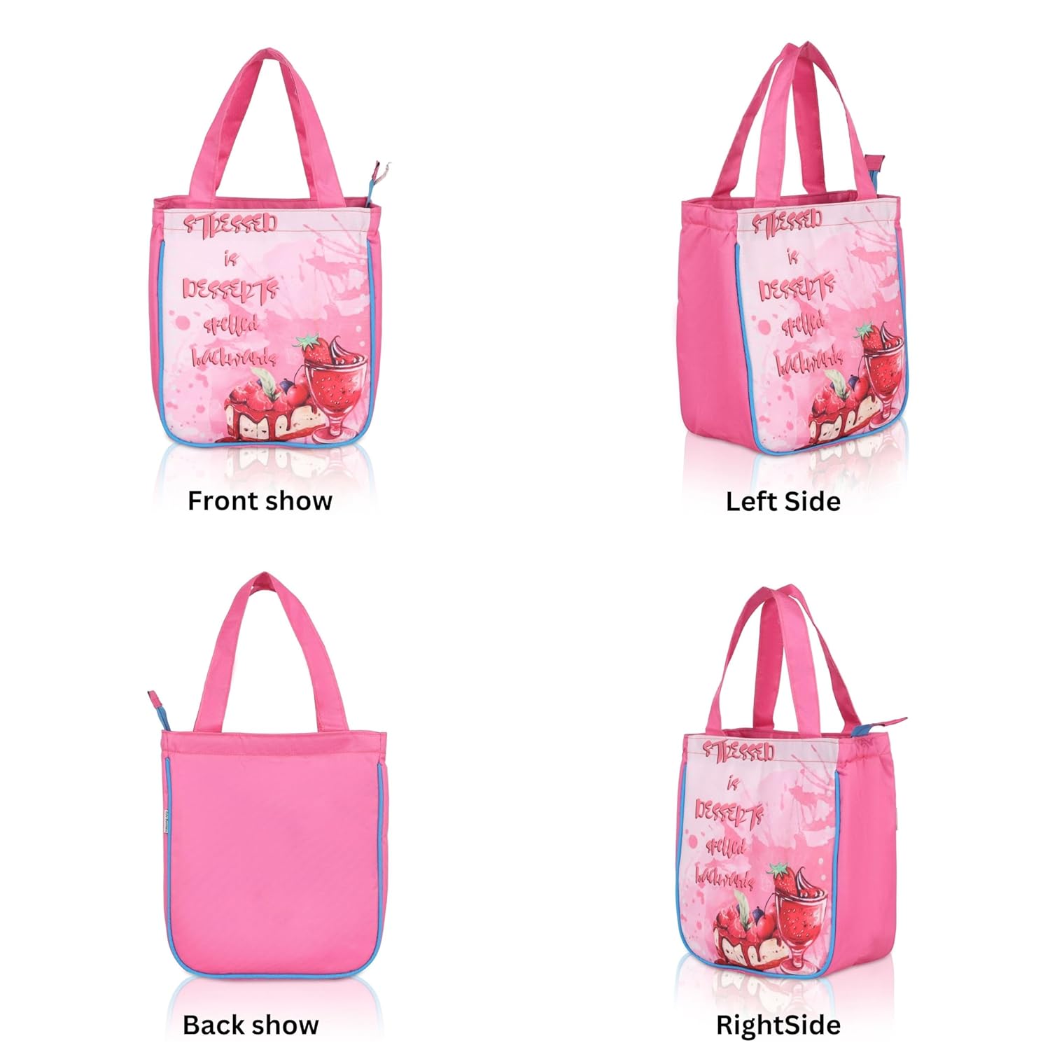 Echo Boomers Pink Desserts Printed Lunch Bag- Insulated, Spacious & Stylish for School, Work, or Outings