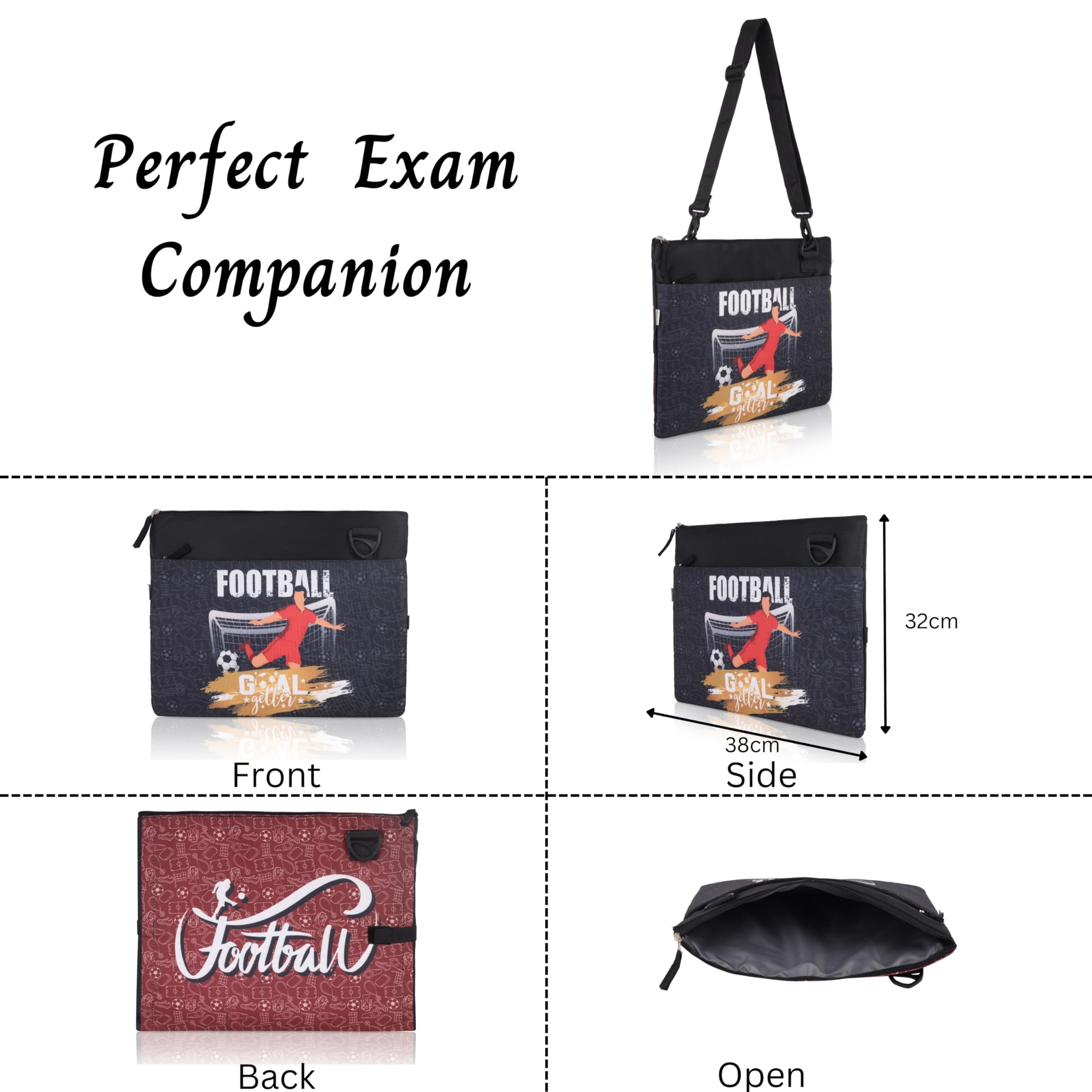 Echo Boomers Football Print Exam/Activity Sling Bag | 3 Compartments | Cushioned & Detachable Strap | Ideal for Outdoor Travel