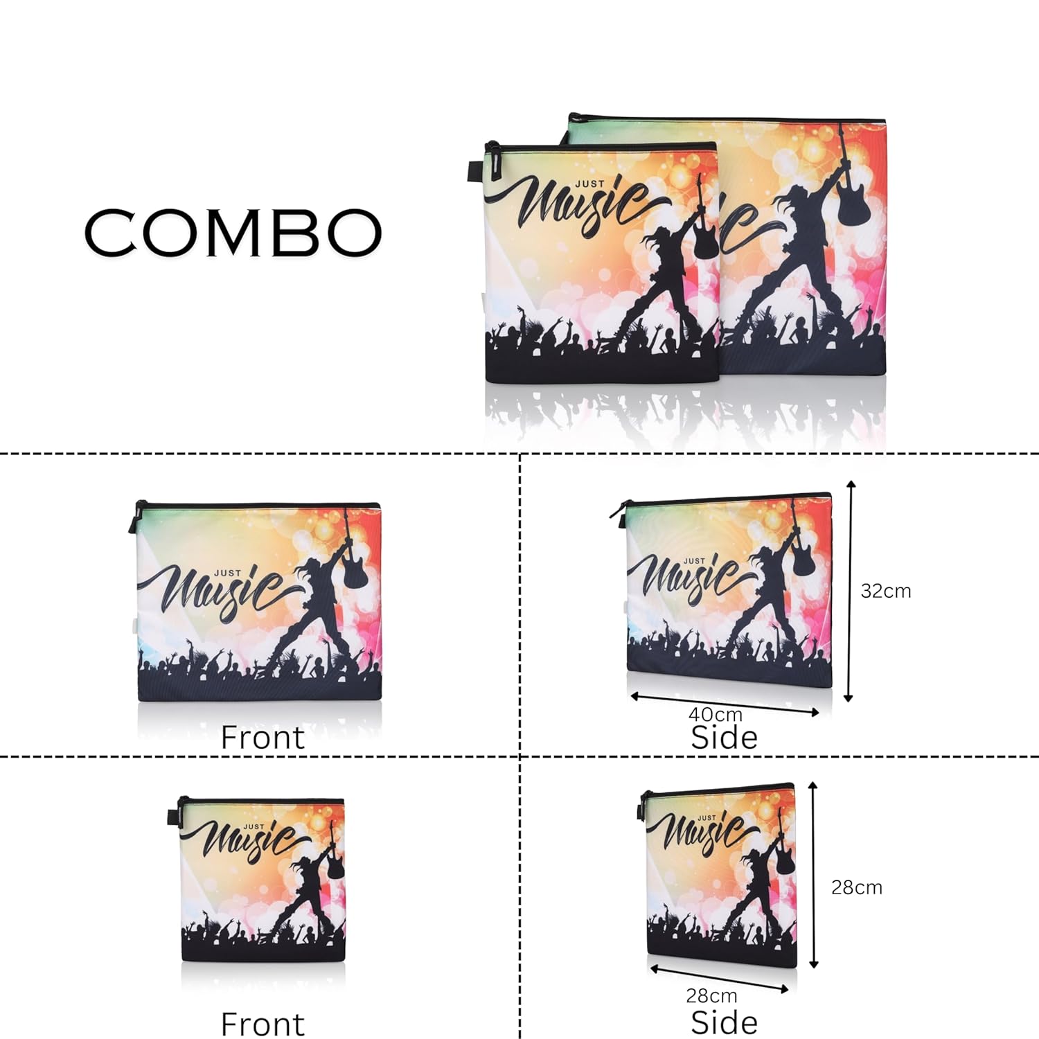 Echo Boomers Music Concert Theme Printed Twin Folder Set | Padded & Waterproof | A4 Document Holder & Tablet Sleeve | Stylish & Protective