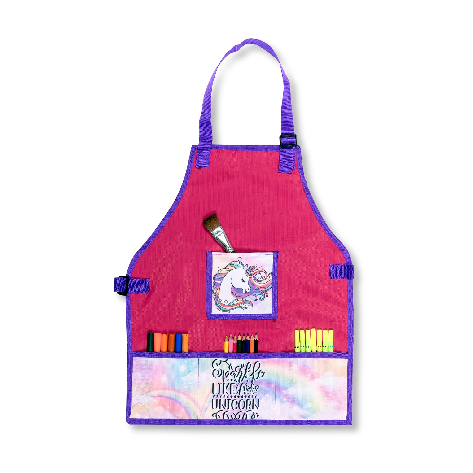 Echo Boomers Print Multipurpose Kids Waterpoof Washable Apron with 4 pockets for Cooking, Art Painting and School (3 to 6 yrs- 18x15)