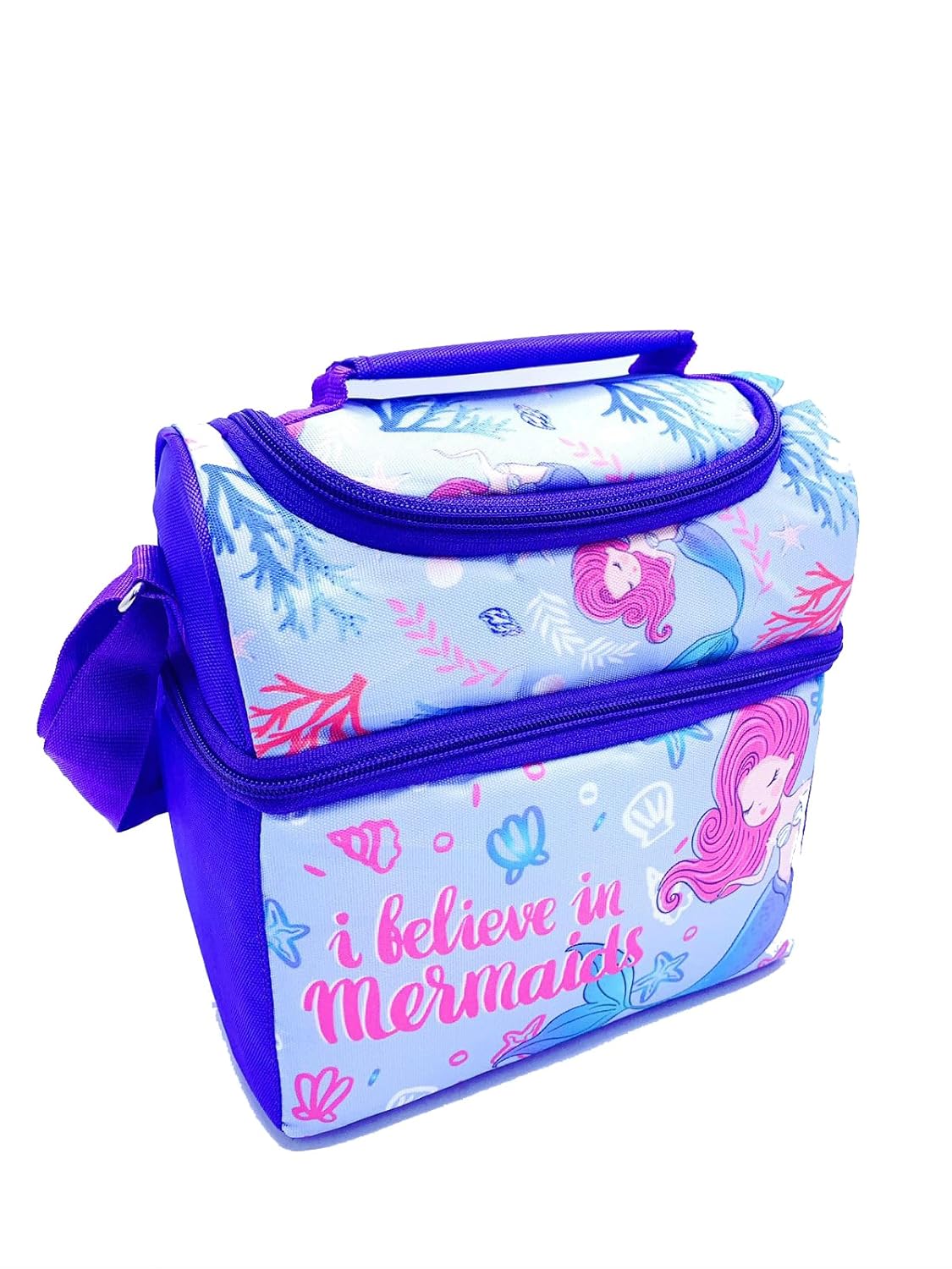 Echo Boomers Mermaid Printed Double Insulated Tiffin Lunch Bag with Multi Zipper Pockets