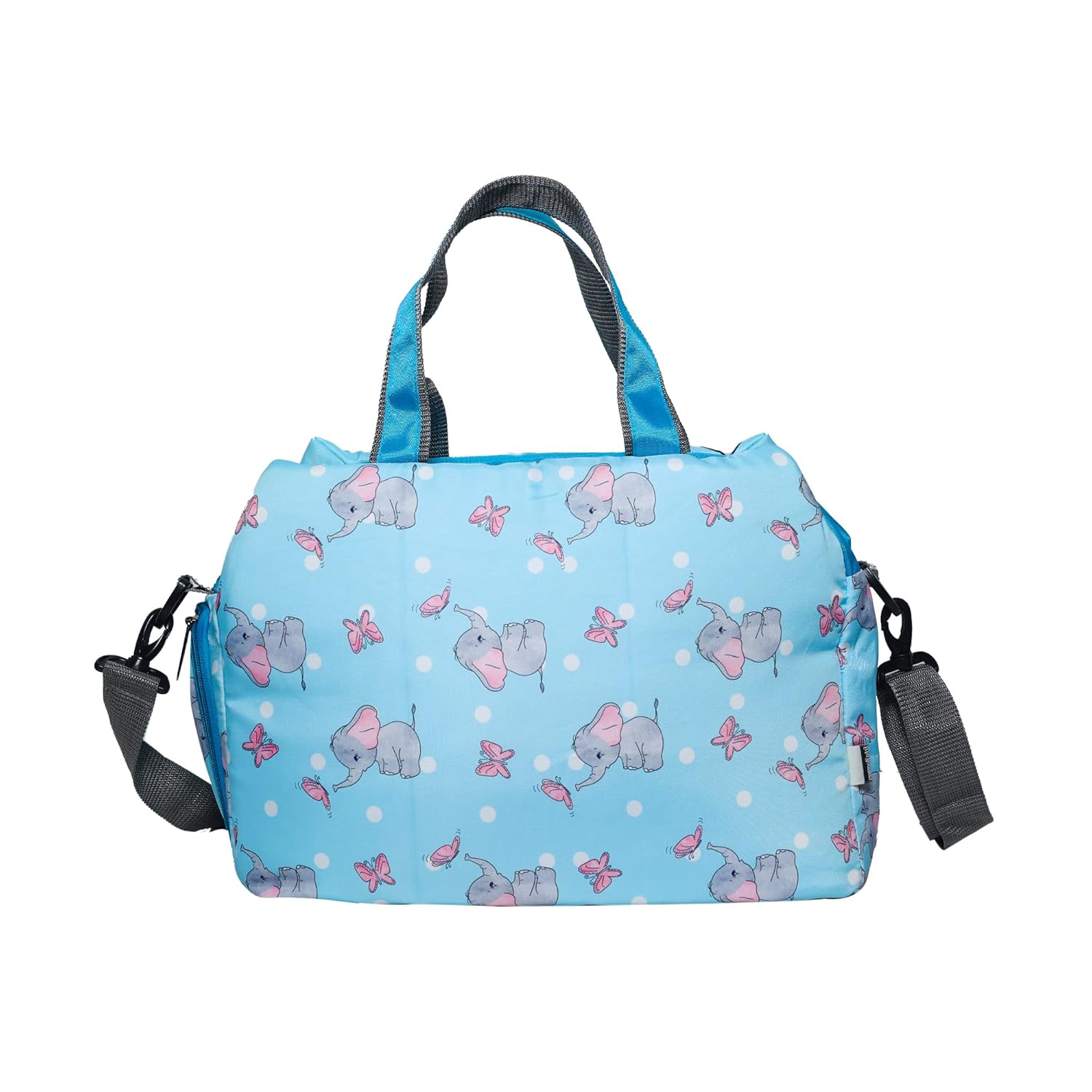 Echo Boomers Blue Elephant Printed Travel Duffle Bag | Multipurpose Sling Bag with Separate Shoe & Laundry Compartment | Perfect for Kids, Men & Women | Lightweight, Durable & Stylish Travel Companion