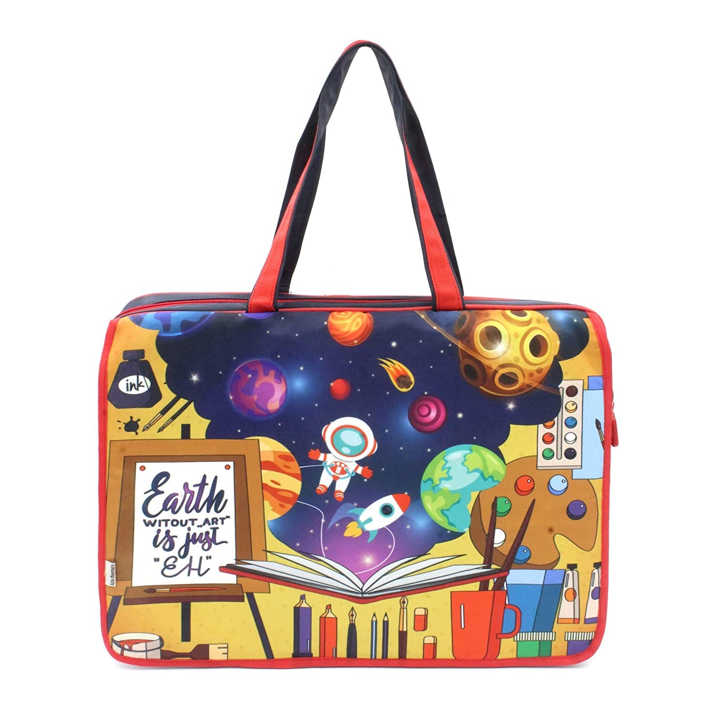 Echo Boomers Colour Brushes Design Art Super A3 Size Drawing/Activity Bags with Multiple Pockets - Pack of 1