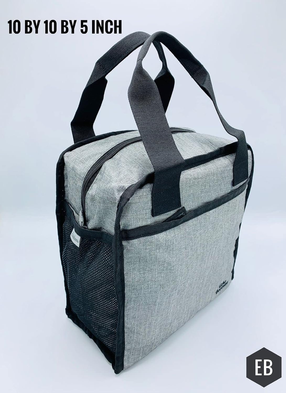 Echo Boomers Silver Colour Solid Border Textured Insulated Tiffin Lunch Bag with Multi Zipper Pockets