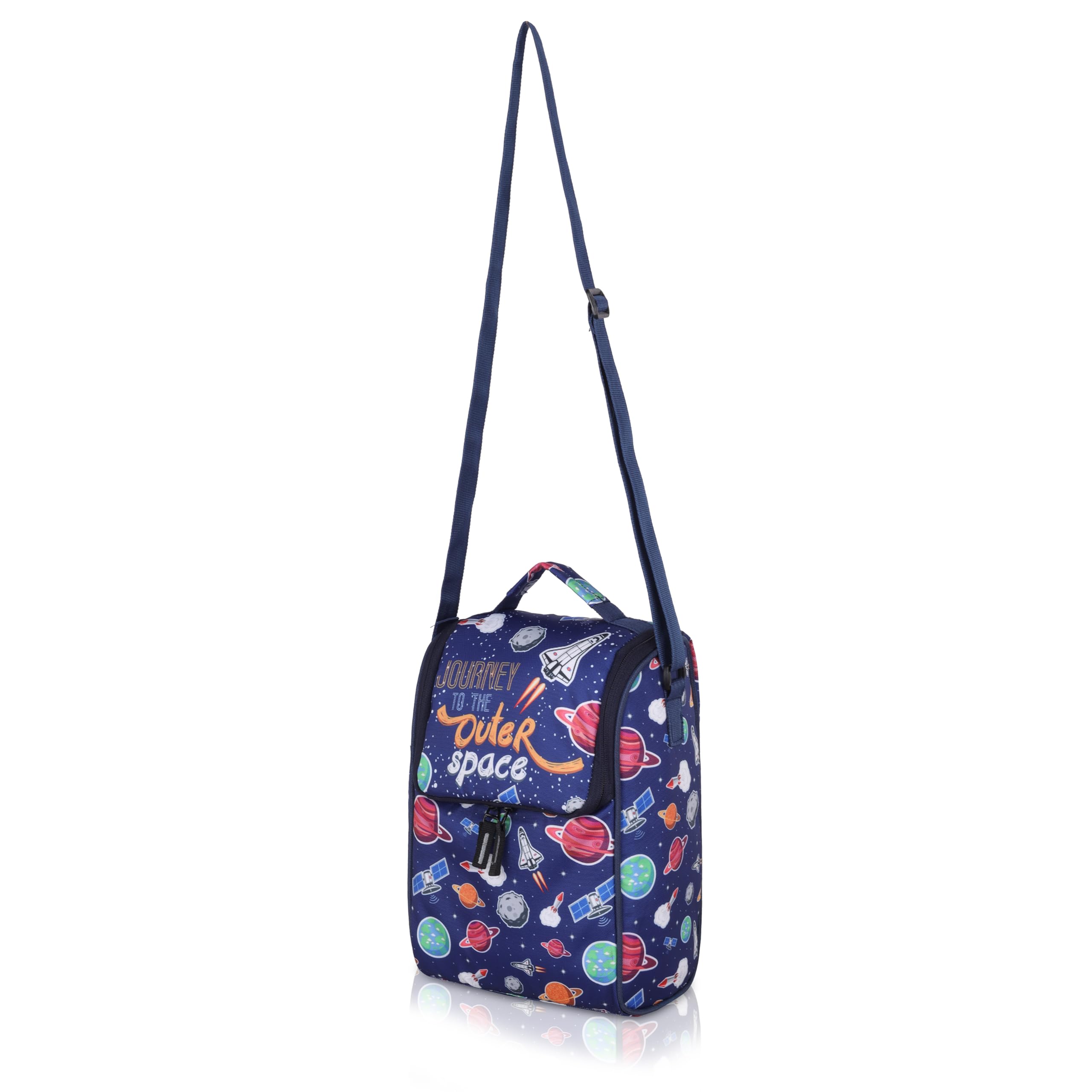 Echo Boomers Space Explorer Lunch Bag for Kids | Blue Tiffin Bag with Strap | Outer Space Theme | Ideal for Picnics and School