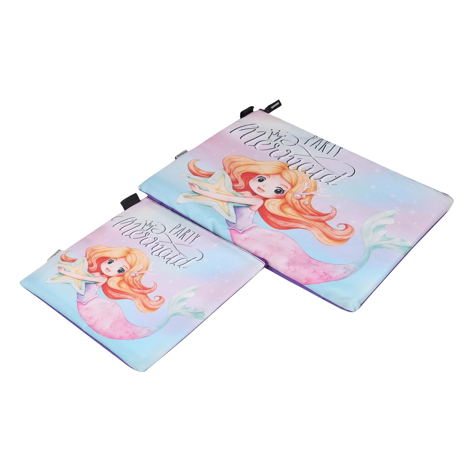 New Twin Mermaid Printed Combo Folder Set Jr. | A4 & Mini Water-Resistant Folders | Cushioned, Padded, Stylish & Washable | Perfect for Documents, Gadgets, Art Supplies, Travel & Kids Accessories