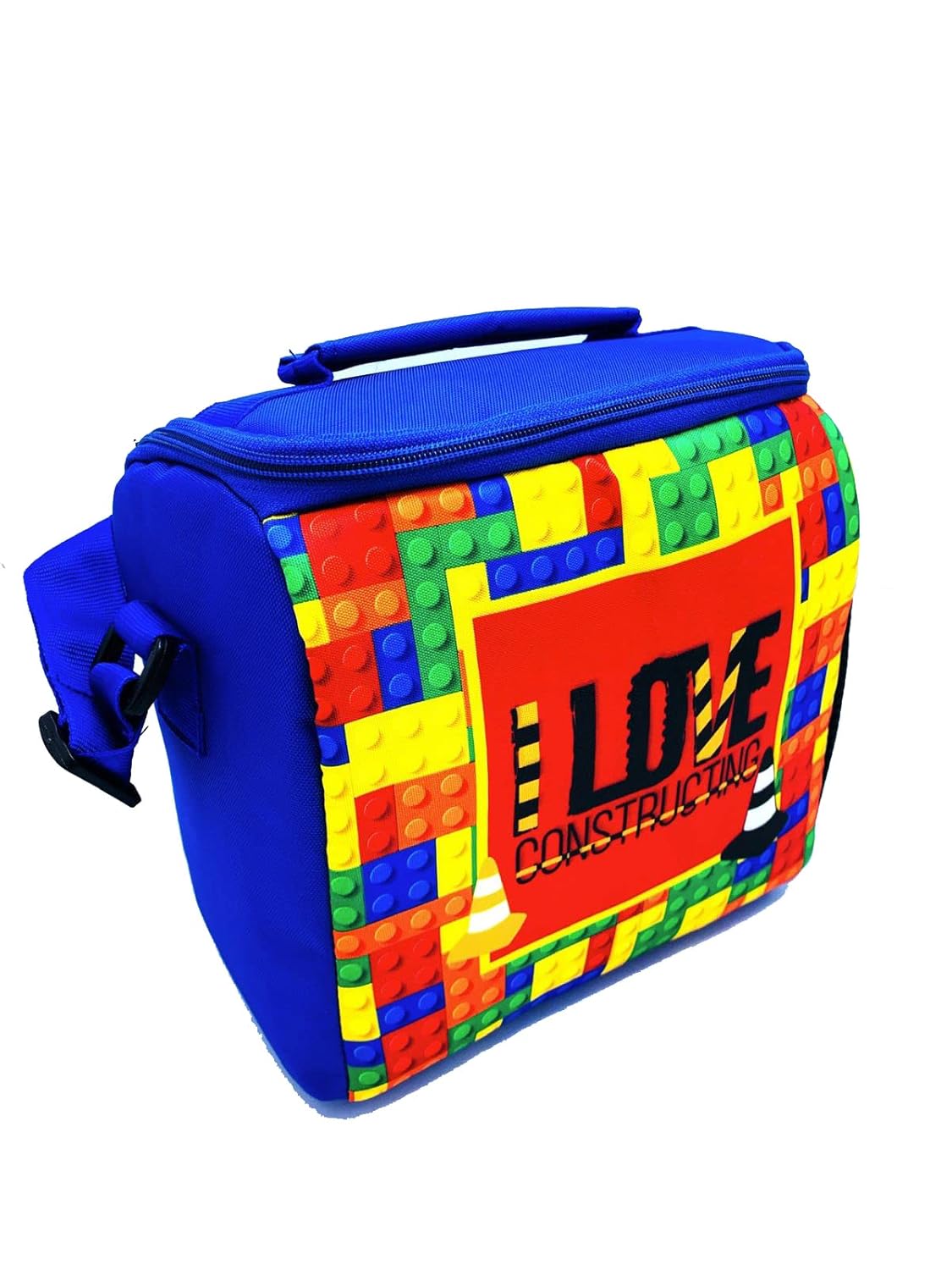 Echo Boomers Lego Printed Insulated Lunch Bag & Rolled Dinning TableMat Combo, Tiffin and Food Storage Bag for Work, Students, Office, Picnic, College & School with Multiple Zipper Pockets