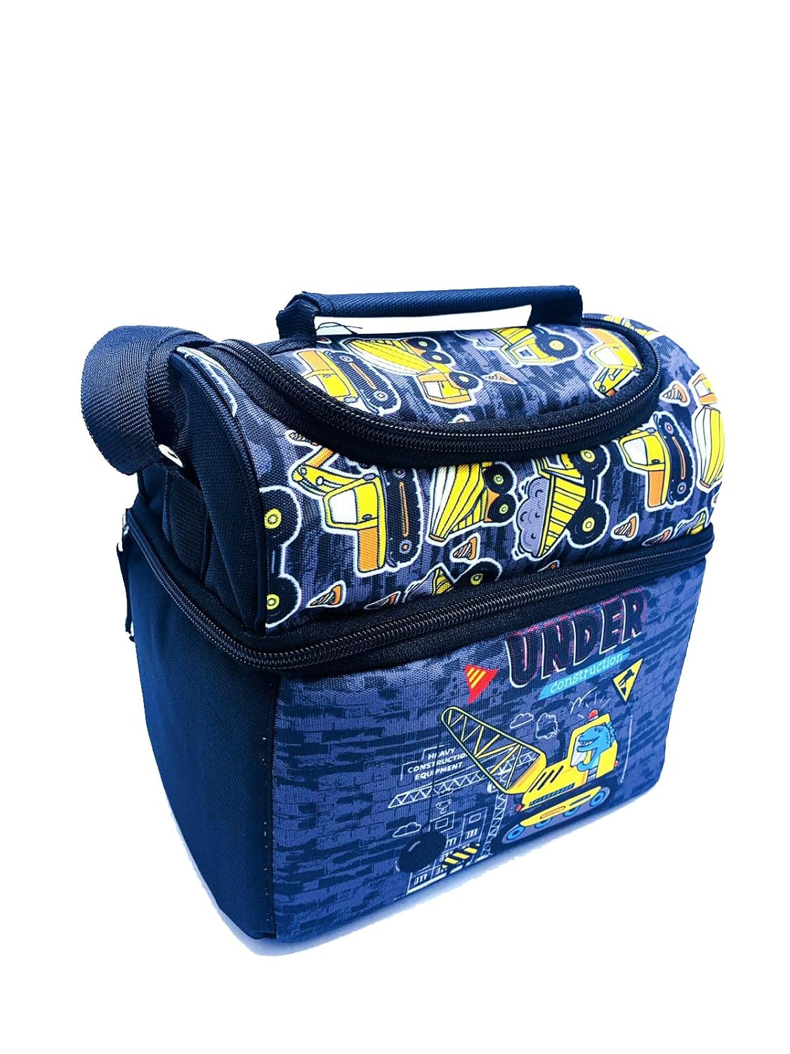 Echo Boomers Builder Printed Double Insulated Tiffin Lunch Bag with Multi Zipper Pockets