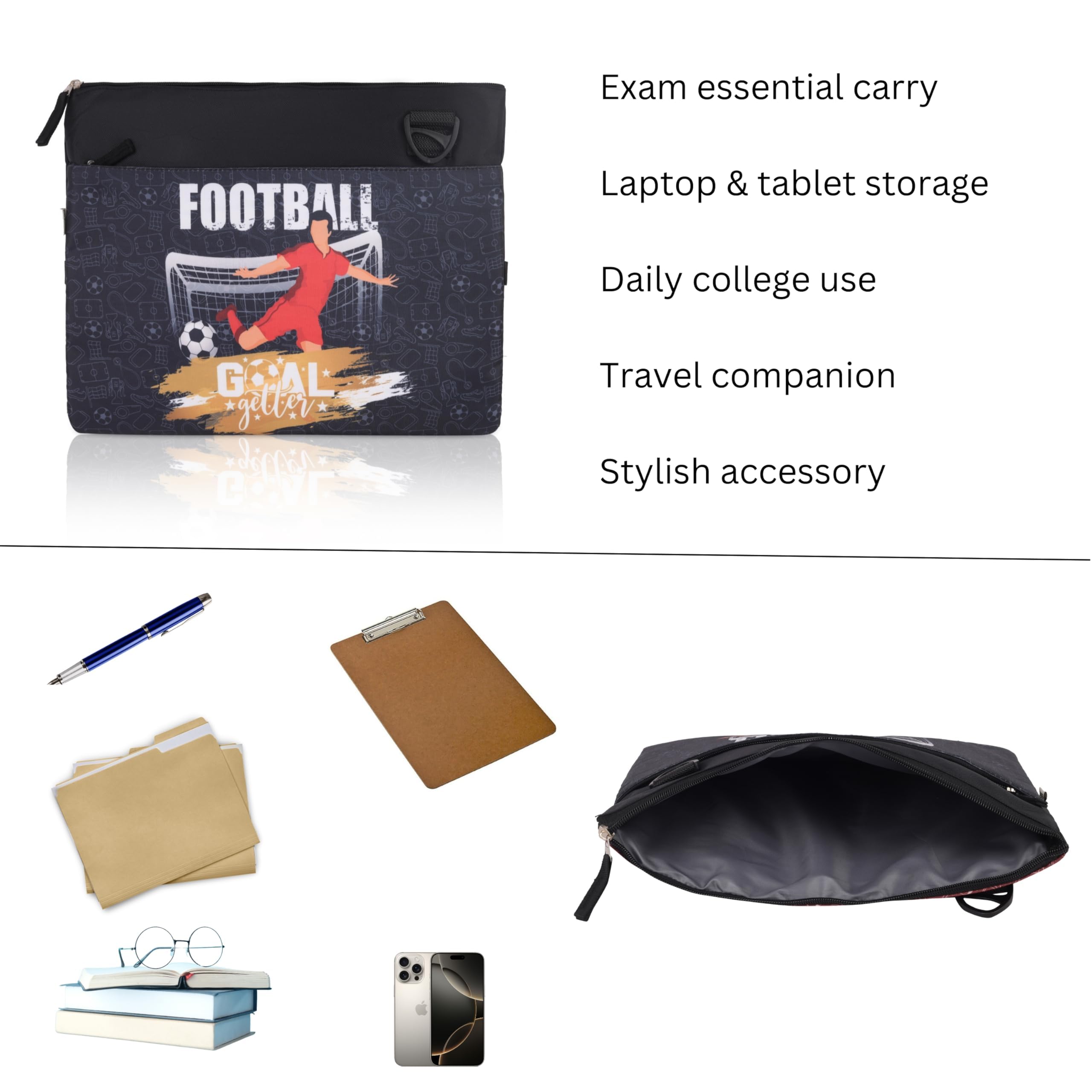 Echo Boomers Football Print Exam/Activity Sling Bag | 3 Compartments | Cushioned & Detachable Strap | Ideal for Outdoor Travel