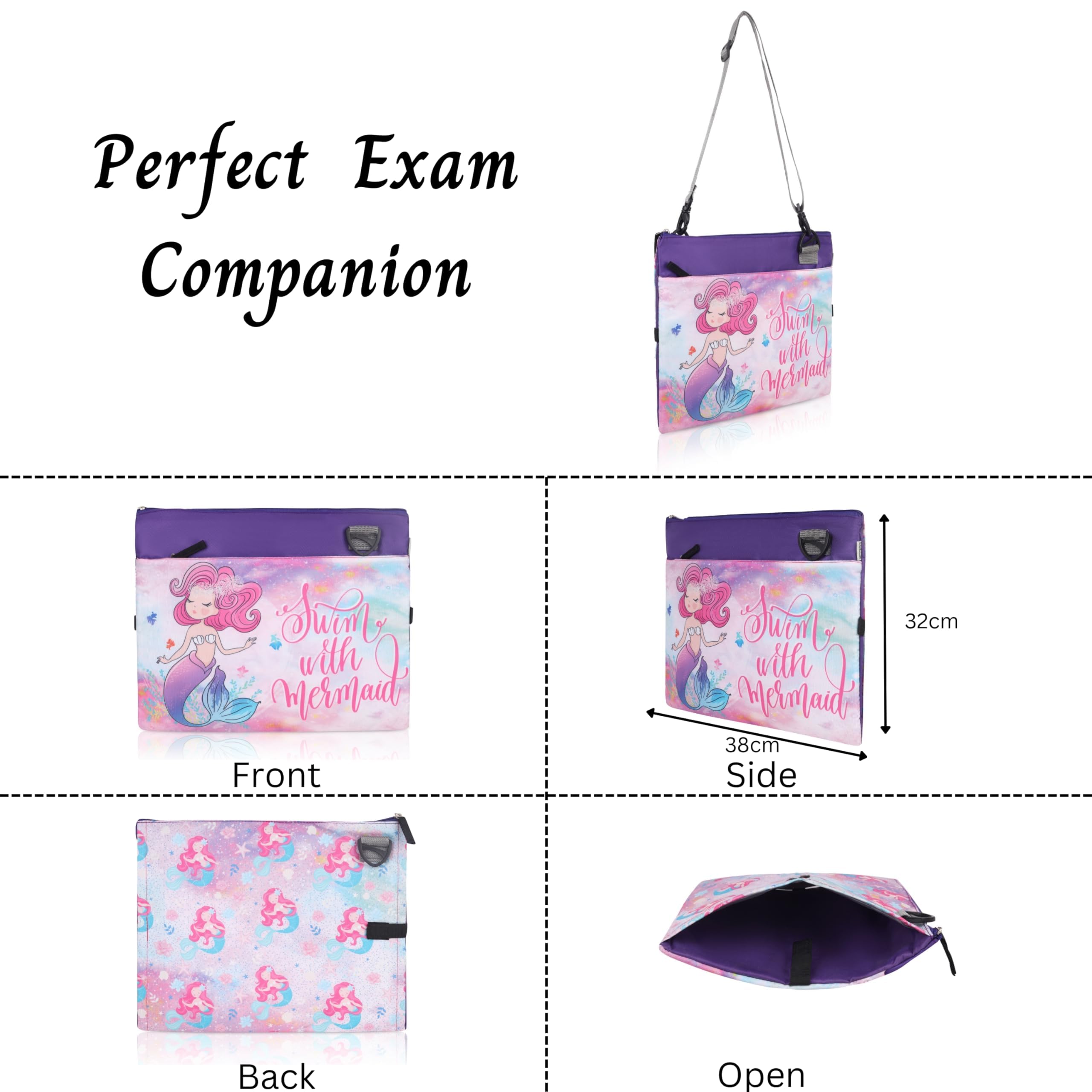Echo Boomers Memrmaid Printed Exam/Activity Sling Bag | 3 Compartments | Cushioned & Detachable Strap | Ideal for Outdoor Travel