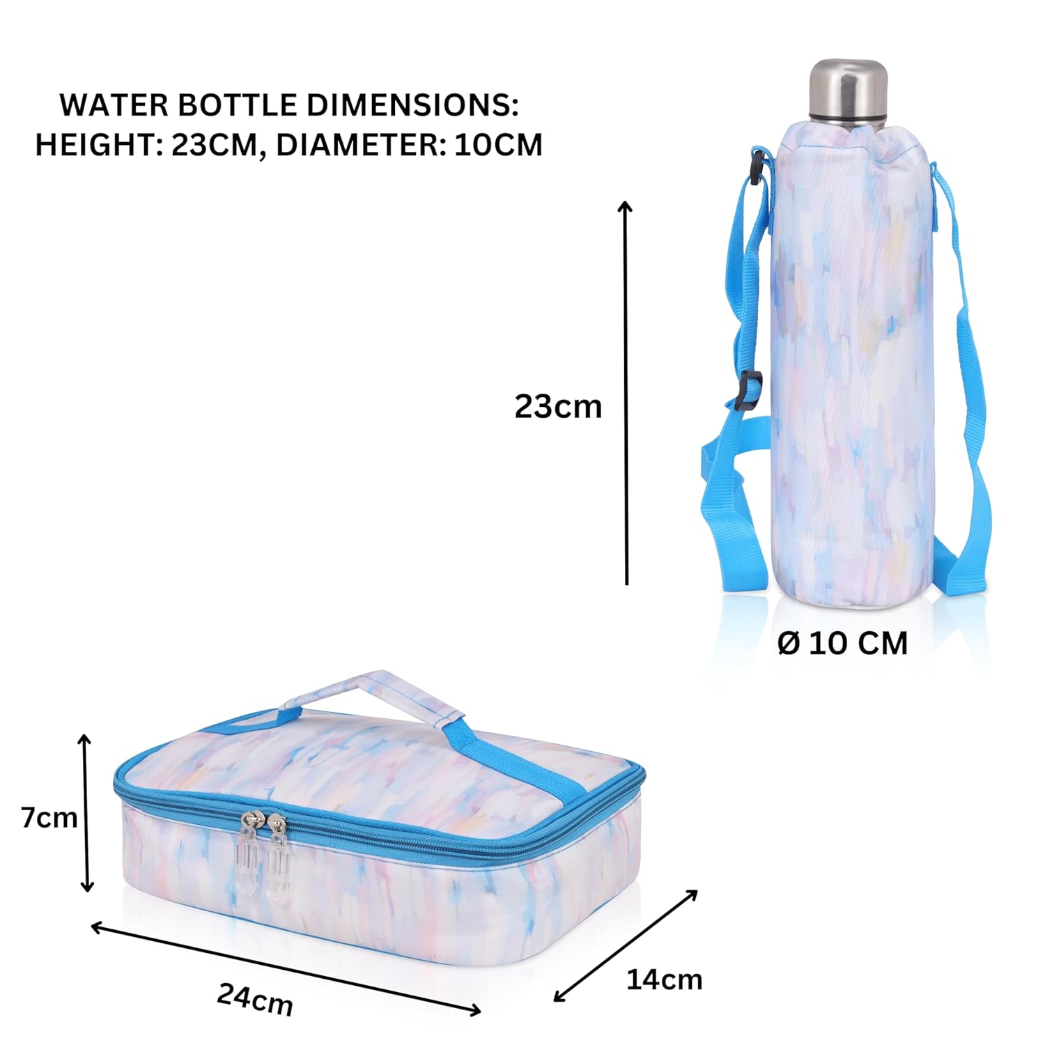 Echo Boomers Solid Small Insulated Lunch Bag with Mesh Compartment & Water Bottle - Sky Blue