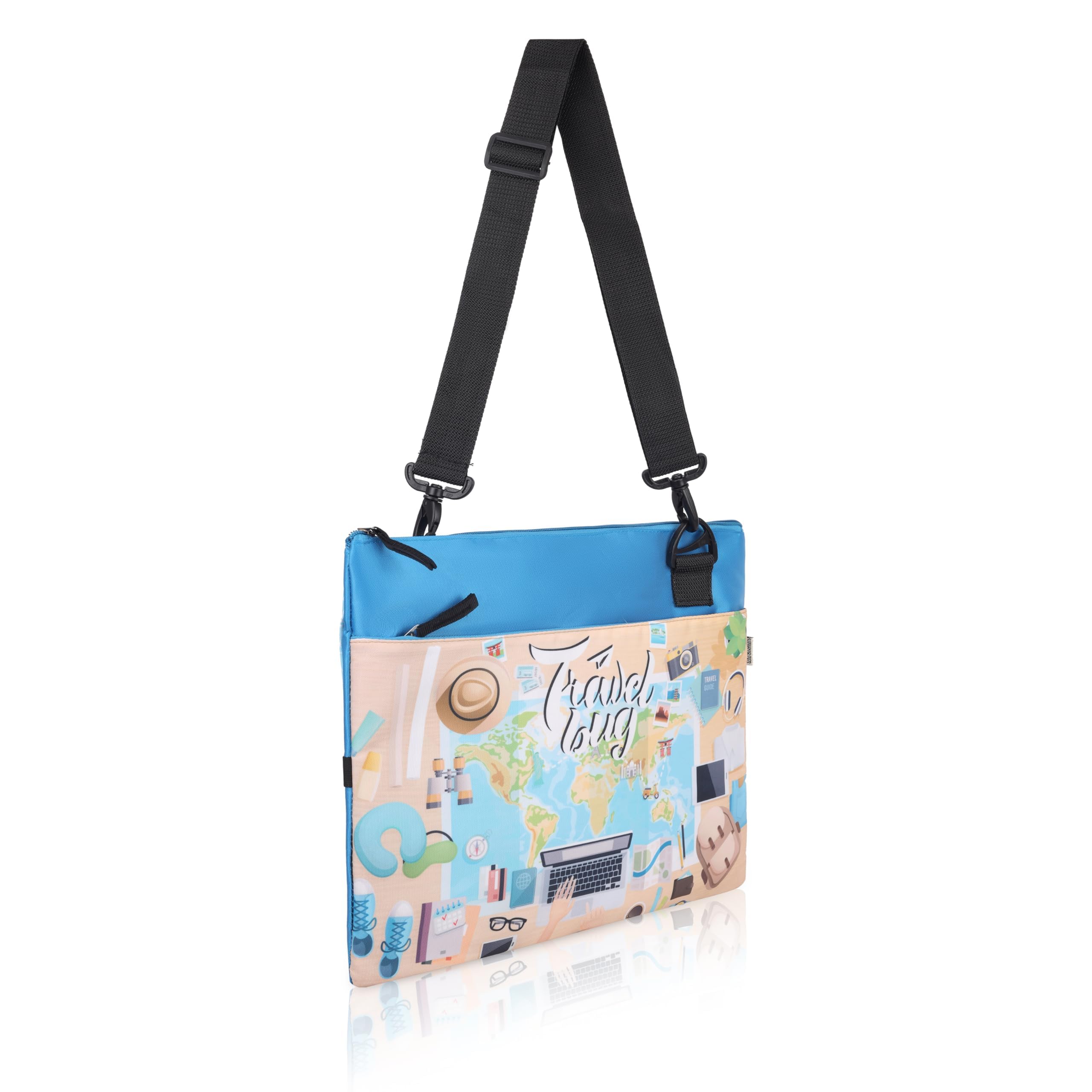 Echo Boomers Travel Print Themed Exam & Activity Sling Bag | 3 Compartments | Cushioned & Detachable Strap | Ideal for Outdoor Travel