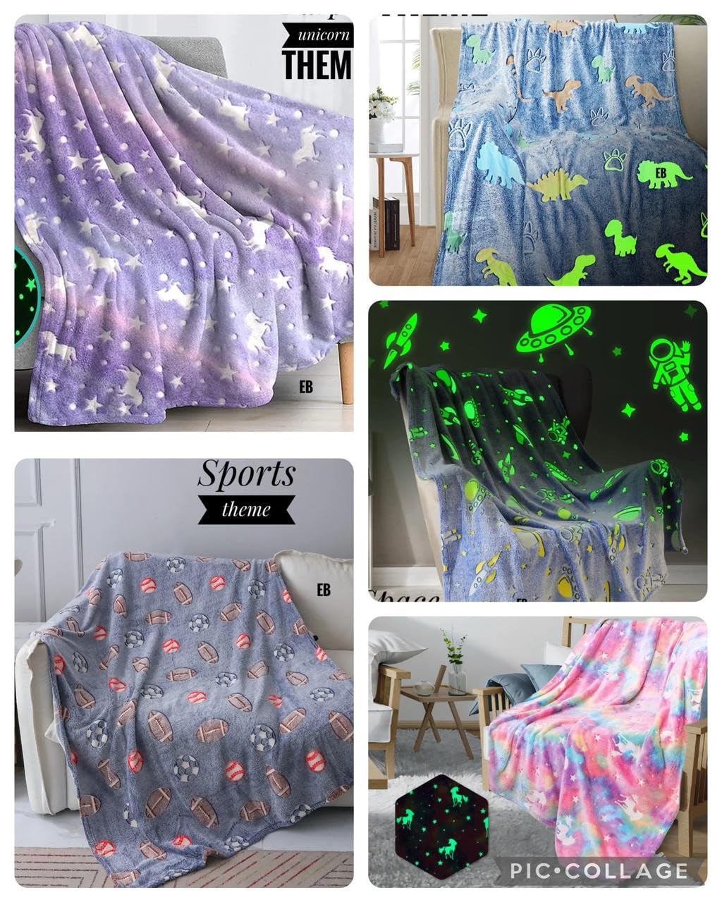 Space Glow in The Dark Blanket Printed Blankets for Kids, Light Weight Soft Cozy All Season Blankets for Baby Boys & Girls Pack of 1 Grey Star-Big (60x80 inches)