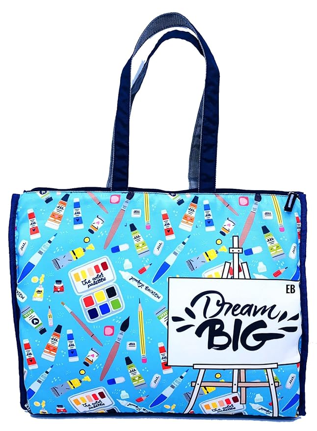 Echo Boomers Art Paints Design Print Tote A3 Size Drawing Activity Bag with Multiple Utility Pockets