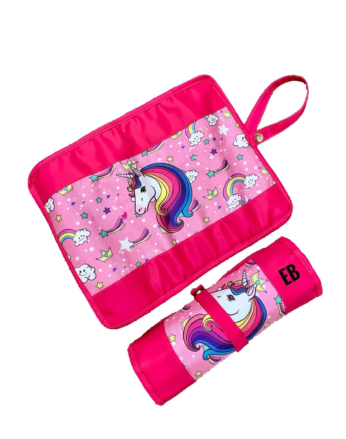 Echo Boomers Unicorn Design Print Roll Up Pencil Brushes Art Holder Case