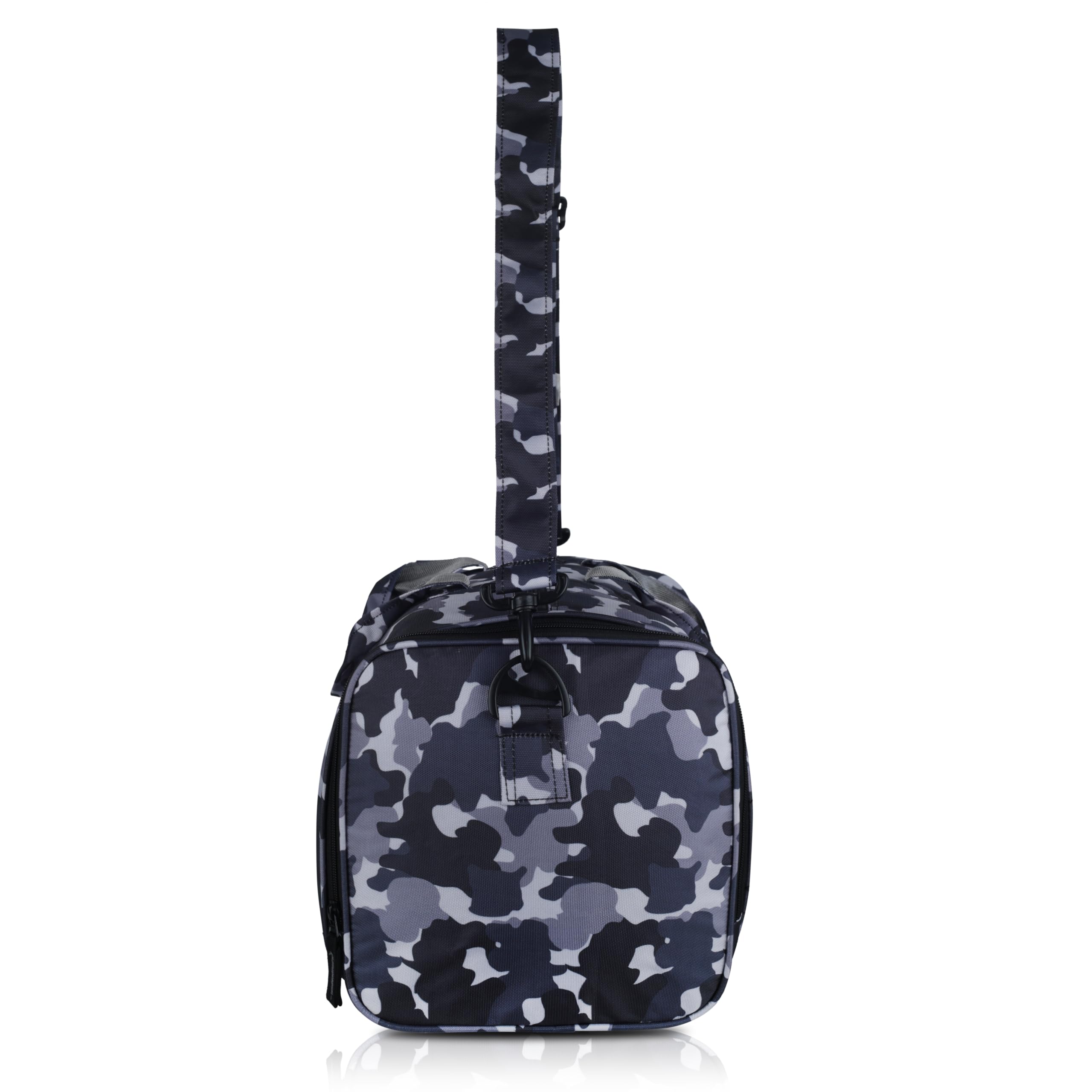 Echo Boomers Square Text Print Duffle Bag – Stylish Travel & Gym Bag with Shoe Compartment