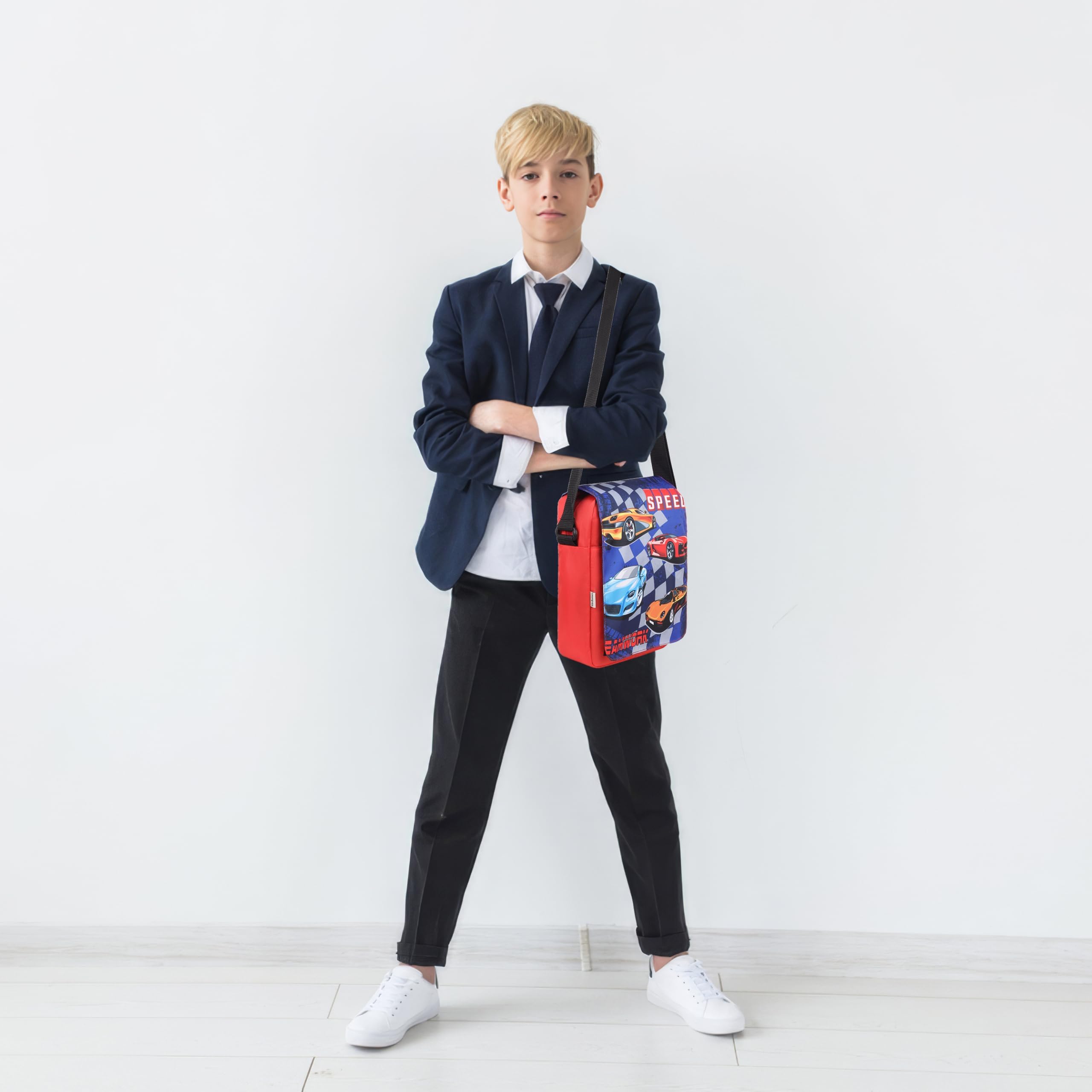 Echo Boomers Cars Printed Multi-Functional Messenger Sling Bag | Versatile Everyday Bag | Adjustable Shoulder Strap | Water-Resistant | Anti-Theft Design | Compact & Lightweight