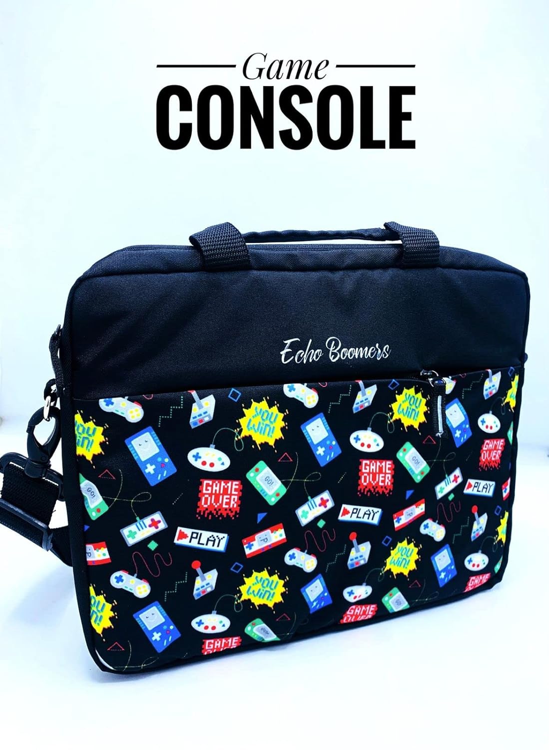 Echo Boomers Black Video Games Printed Laptop Sleeve Sling Bag with Detachable Shoulder Strap