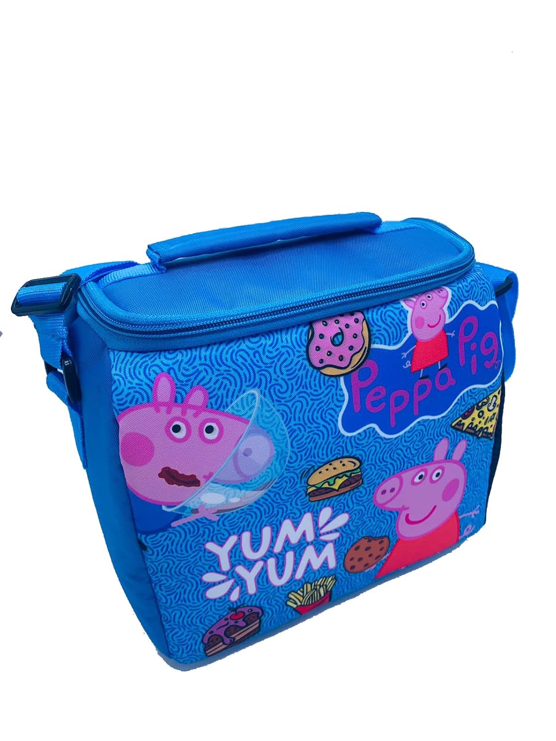 Echo Boomers Peppa Pig Printed Insulated Lunch Bag & Rolled Dinning TableMat Combo, Tiffin and Food Storage Bag for Work, Students, Office, Picnic, College & School with Multiple Zipper Pockets Red