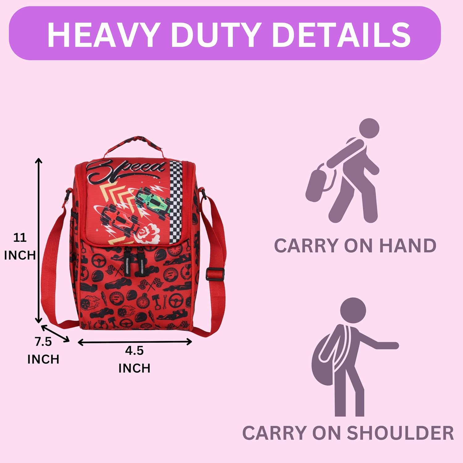 Echo Boomers Kids Lunch Bag with Round Table Mat Combo | Multi Print | Fun School Lunch Set for Boys & Girls