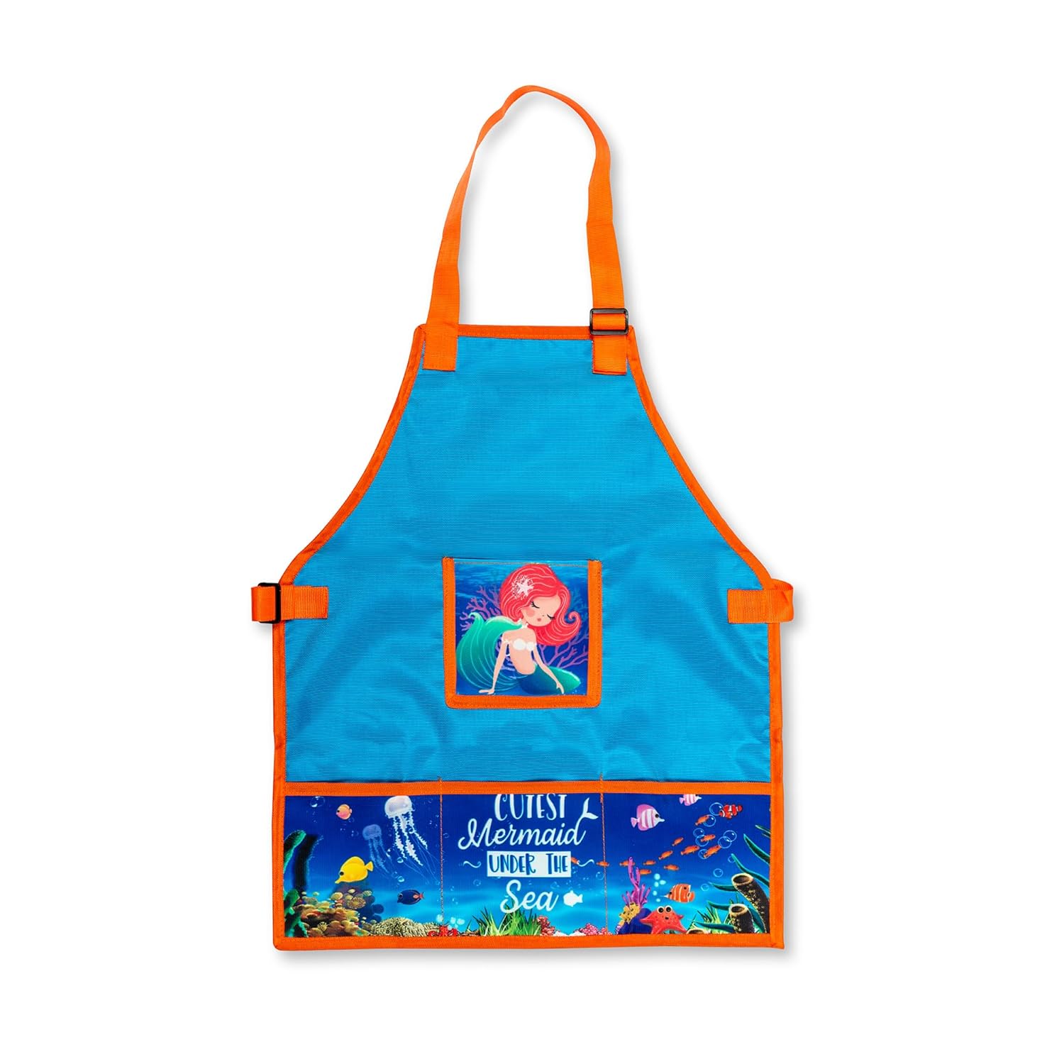 Echo Boomers Mermaid Print Multipurpose Kids Waterpoof Washable Apron with 4 pockets for Cooking, Art Painting and School (3 to 6 yrs- 18x15)