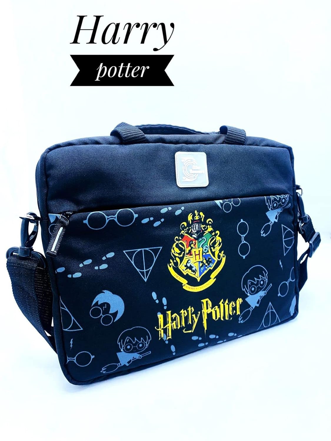 Echo Boomers Grey Harry Potter Printed Laptop Sleeve Sling Bag with Detachable Shoulder Strap