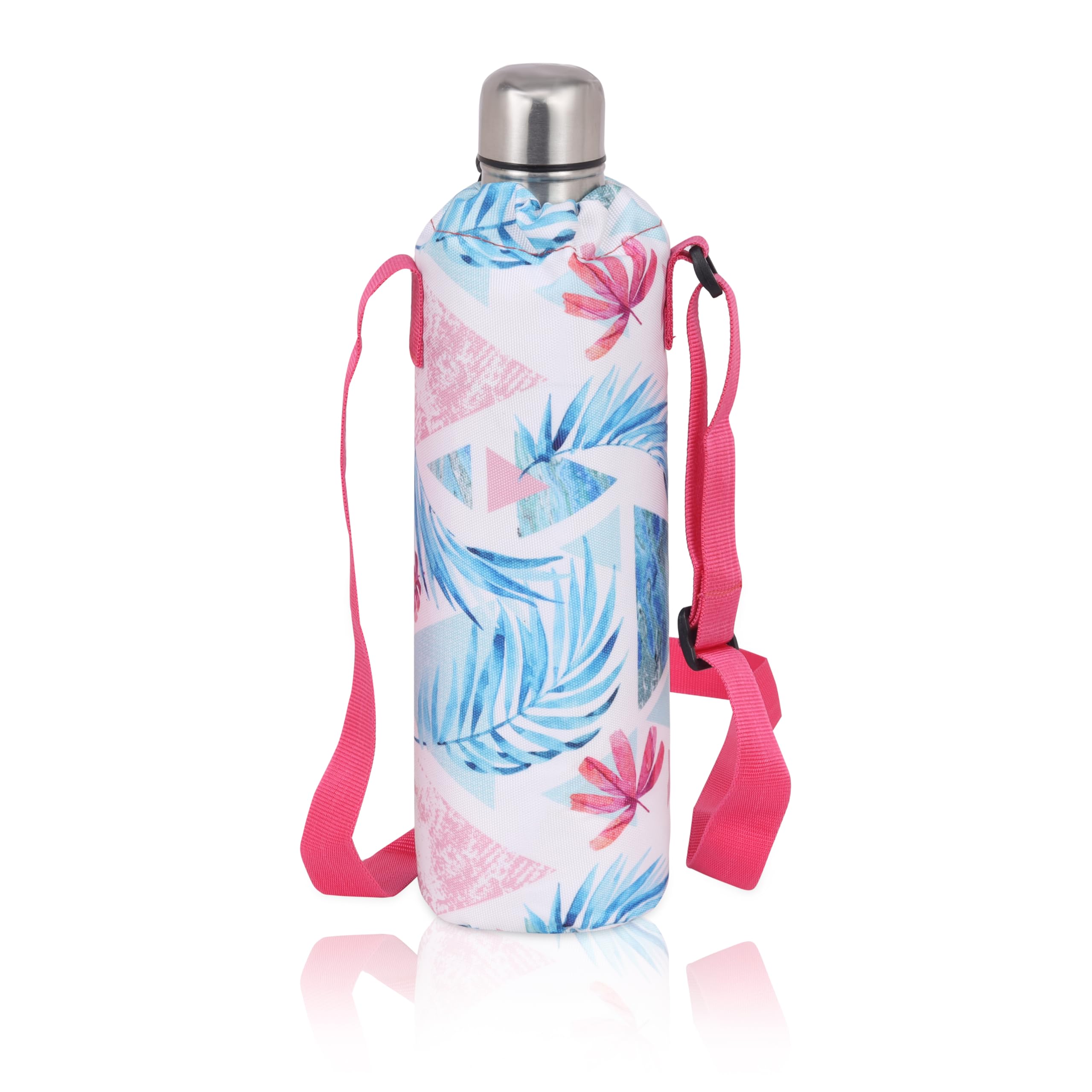 Echo Boomers Emoji Design Small Insulated Lunch Bag with Mesh Compartment & Water Bottle - Pink