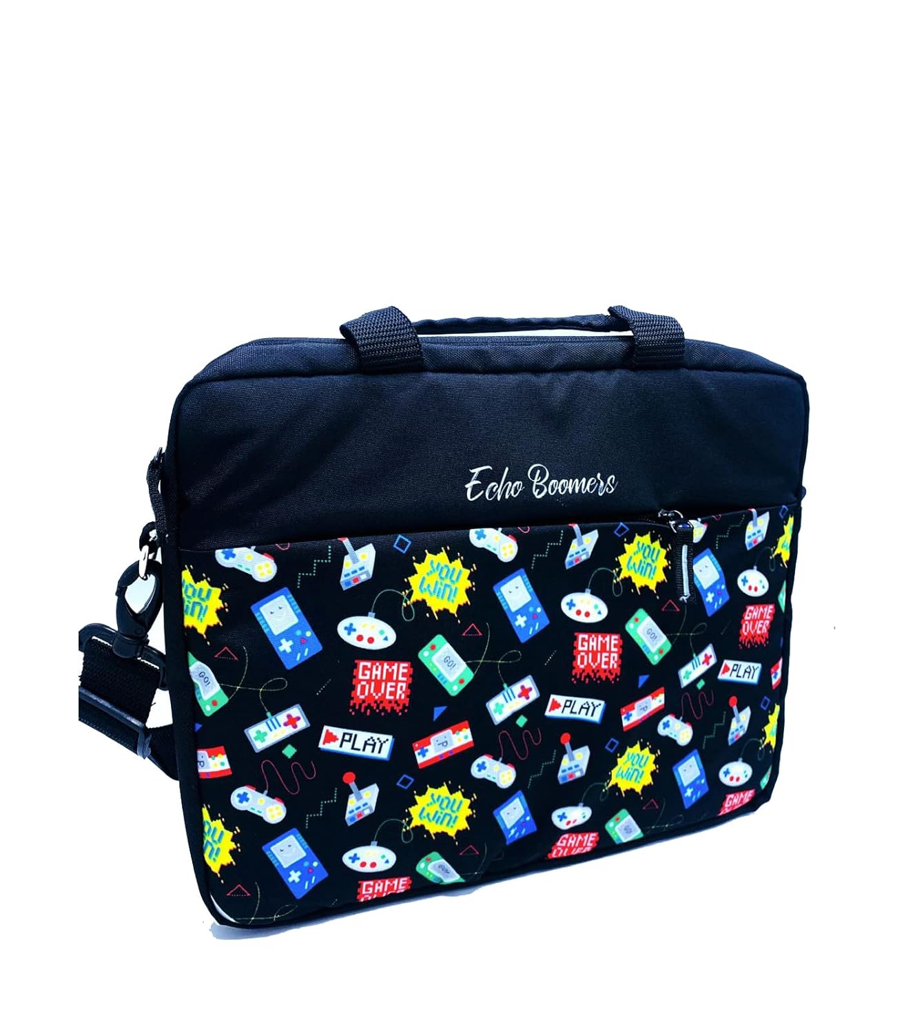 Echo Boomers Black Video Games Printed Laptop Sleeve Sling Bag with Detachable Shoulder Strap