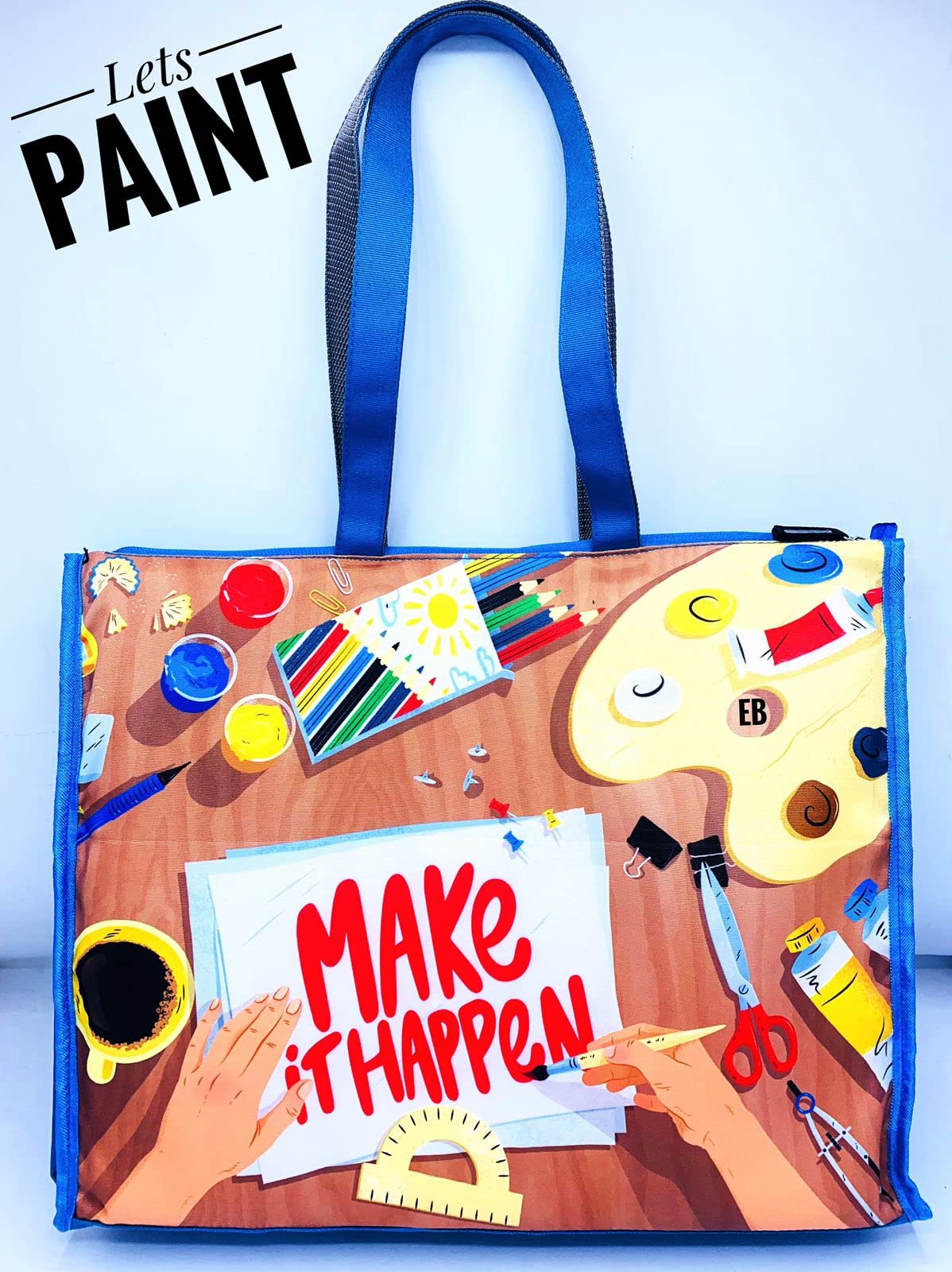 Echo Boomers Art Paints Design Print Tote A3 Size Drawing Activity Bag with Multiple Utility Pockets
