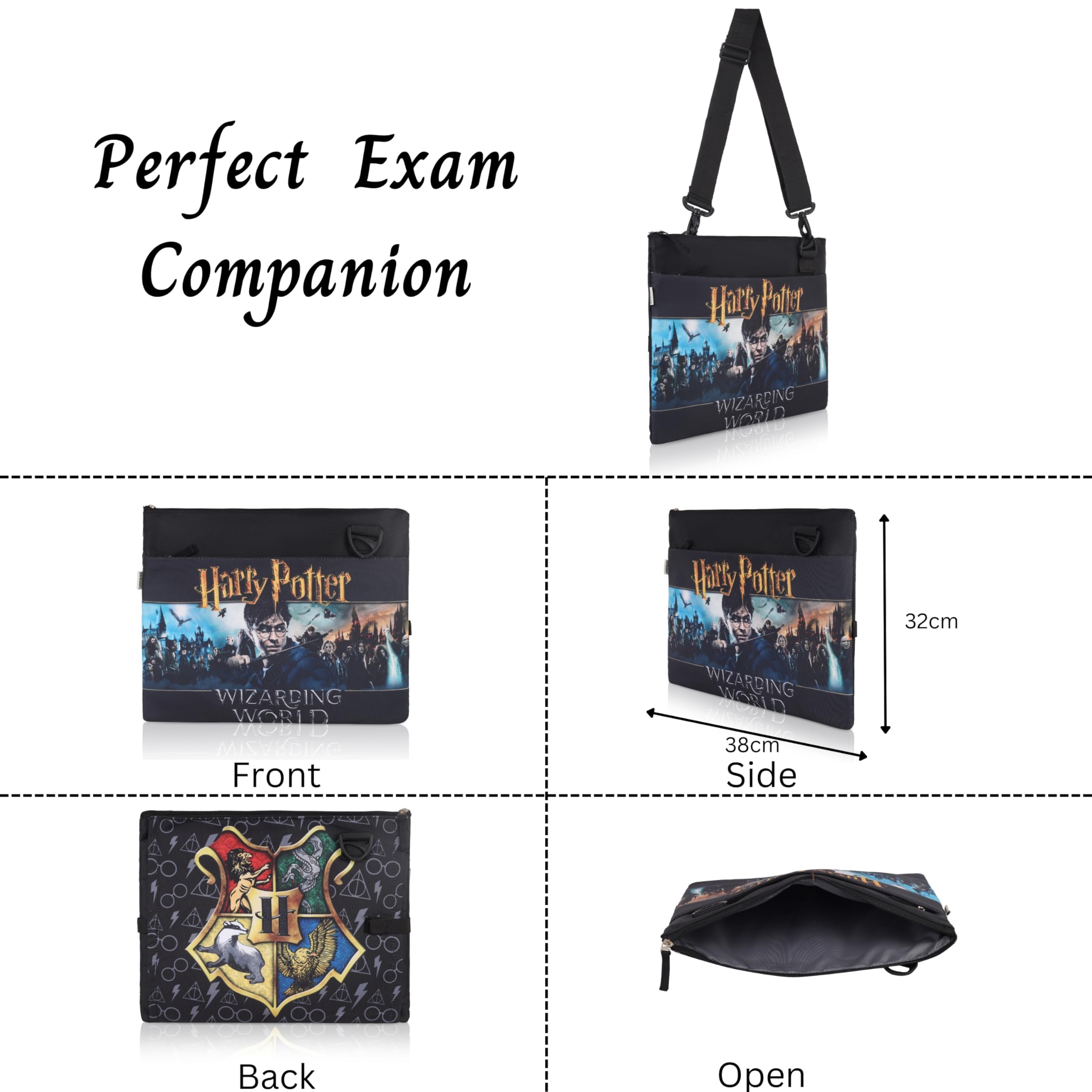 Echo Boomers Harry Potter Themed Design Exam & Activity Sling Bag | 3 Compartments | Cushioned & Detachable Strap | Ideal for Outdoor Travel