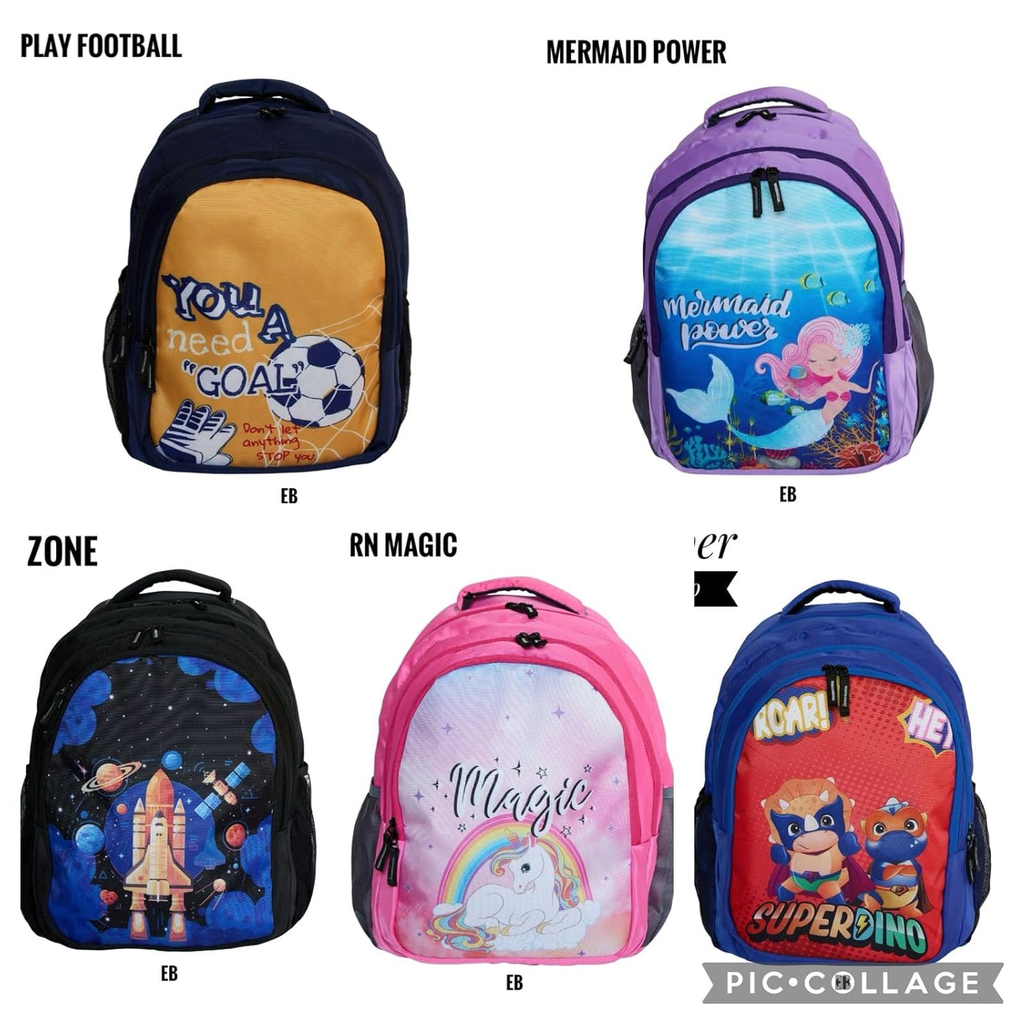 Echo Boomers Goal Printed Backpack| 17 Inch - 3 Compartment School Bags for Kids with Zipper Closure - Blue