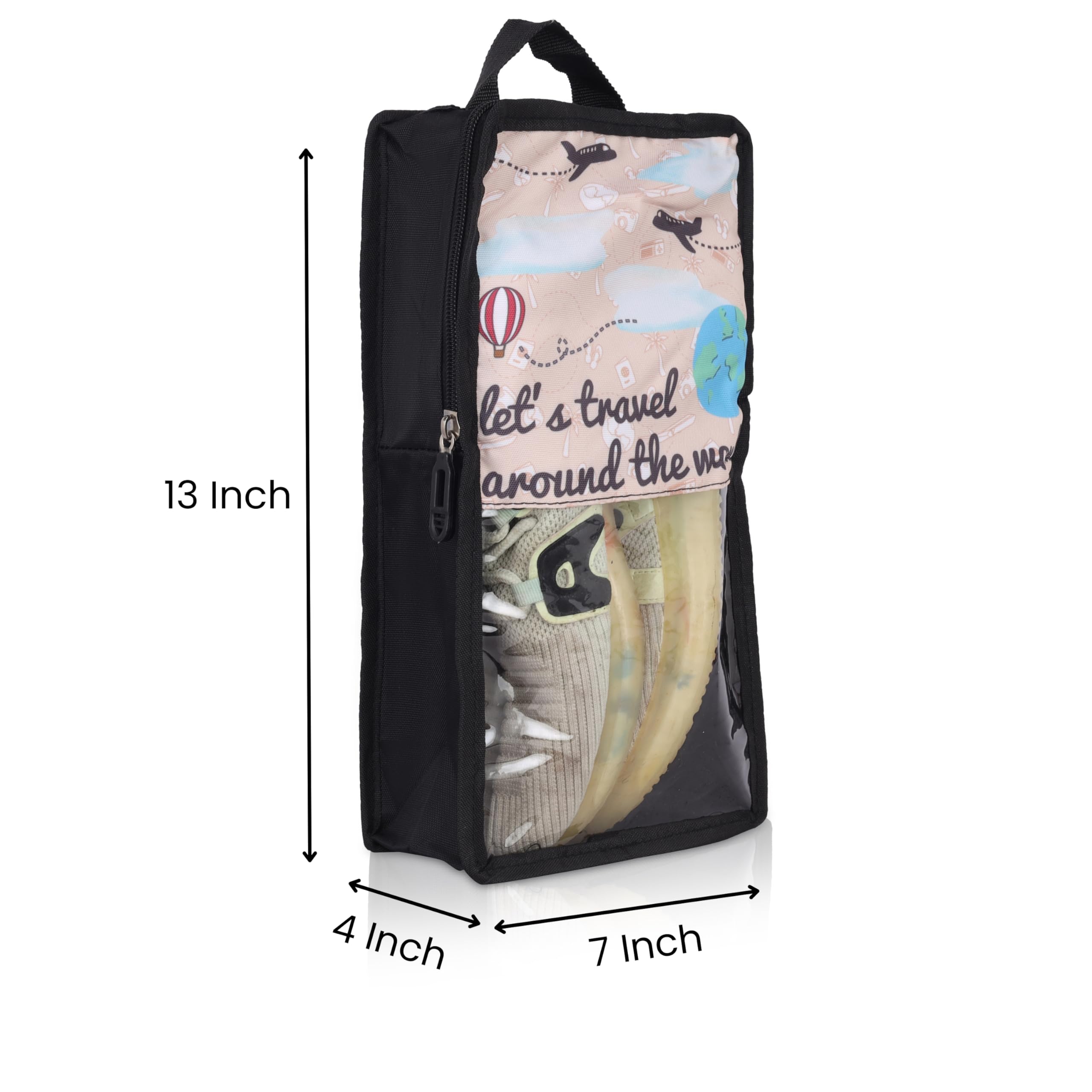 Echo Boomers Wanderlust 4-Piece Travel Organizer Set | Travel accessories - Red and Sky Blue Packing Cubes with Global Travel Print