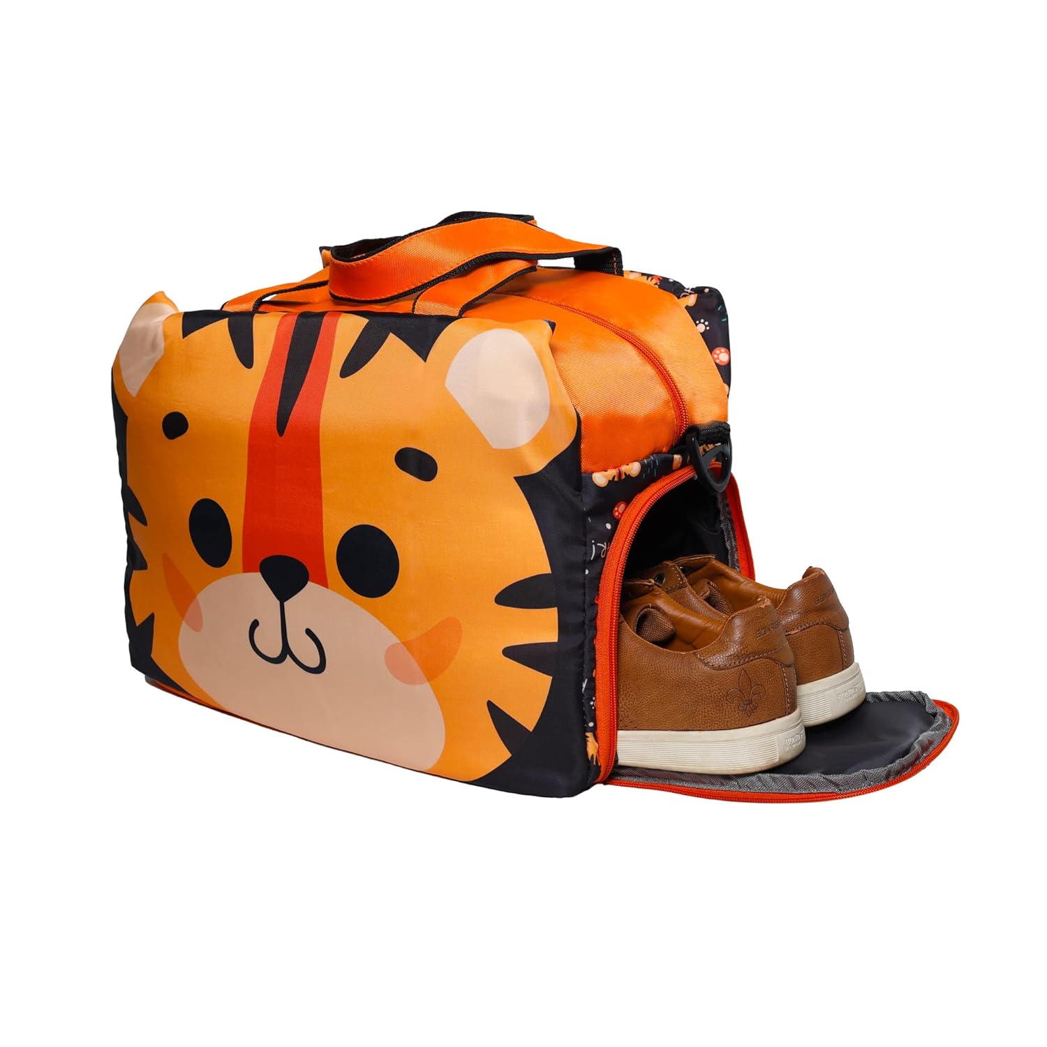 Echo Boomers Red Tiger Printed Travel Duffle Bag | Multipurpose Sling Bag with Separate Shoe & Laundry Compartment | Perfect for Kids, Men & Women | Lightweight, Durable, & Stylish Travel Companion