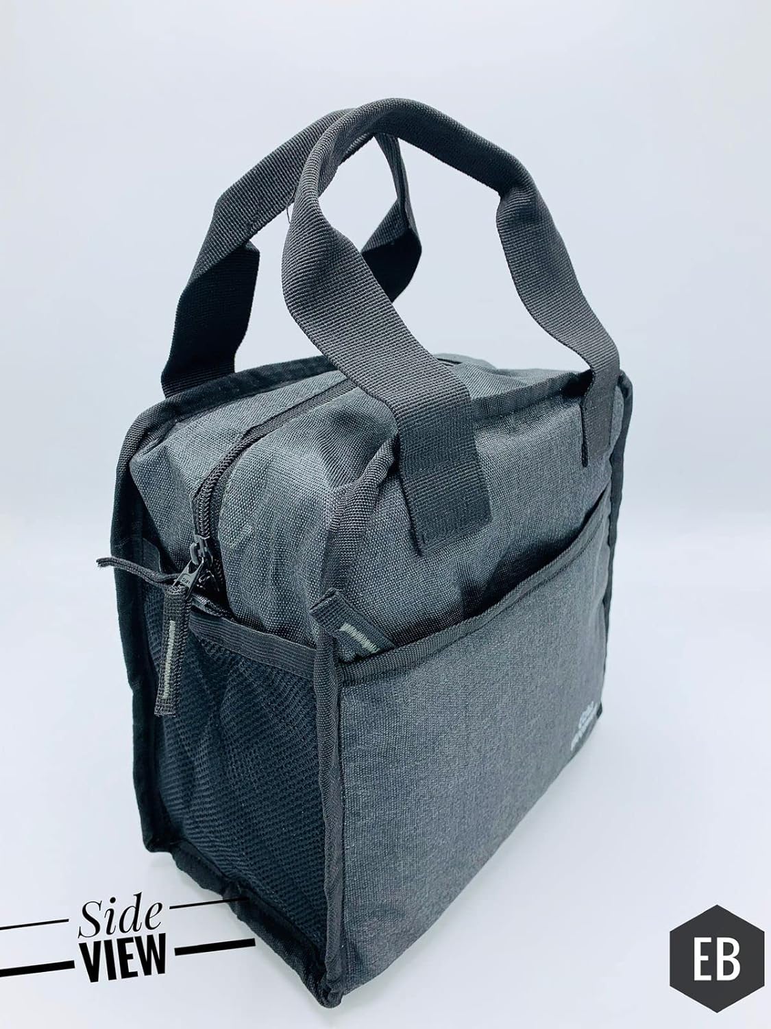 Echo Boomers Grey Colour Solid Border Textured Insulated Tiffin Lunch Bag with Multi Zipper Pockets