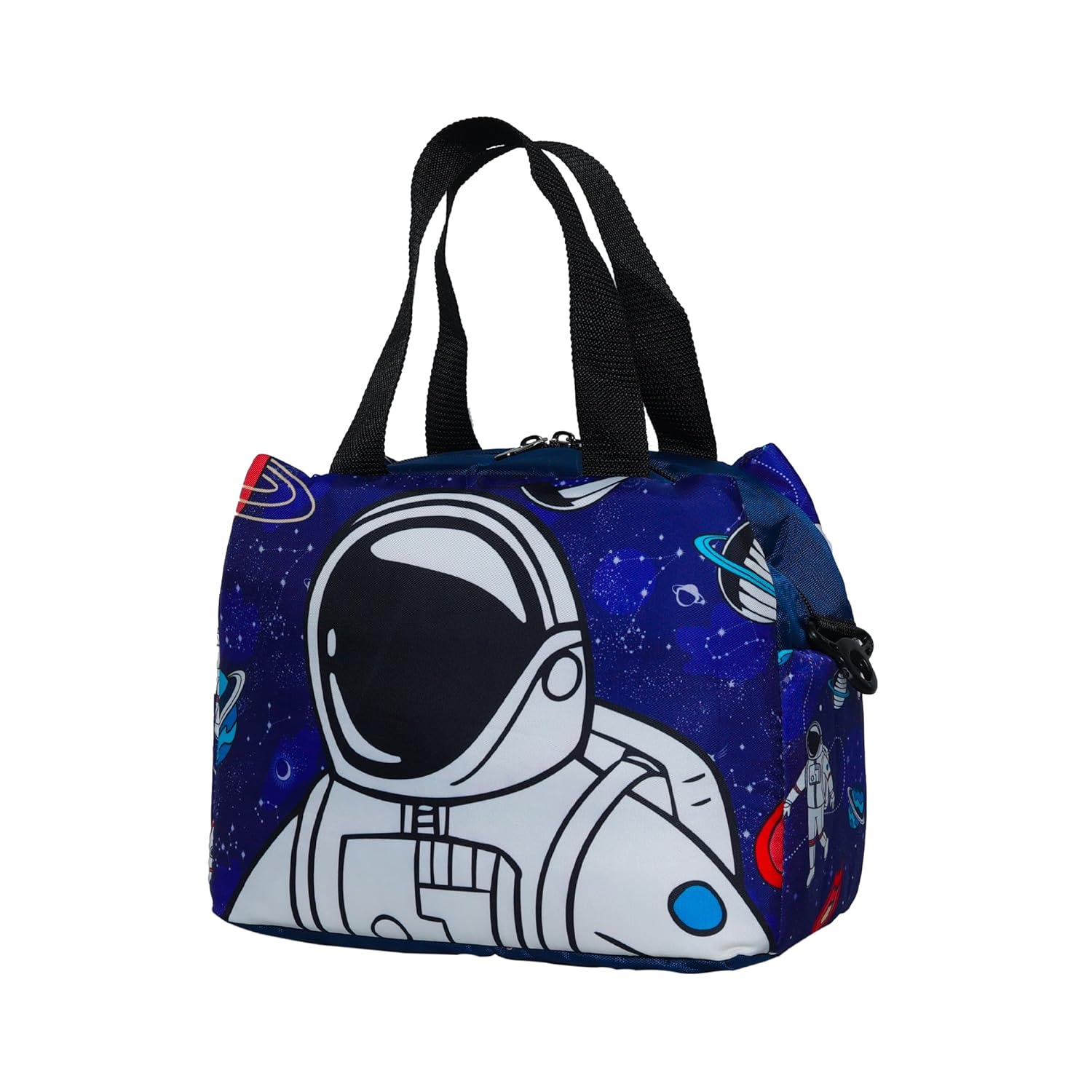 Echo Boomers Astronaut Printed Double Layer Insulated Tiffin Lunch Bag with Multi Zipper Pockets