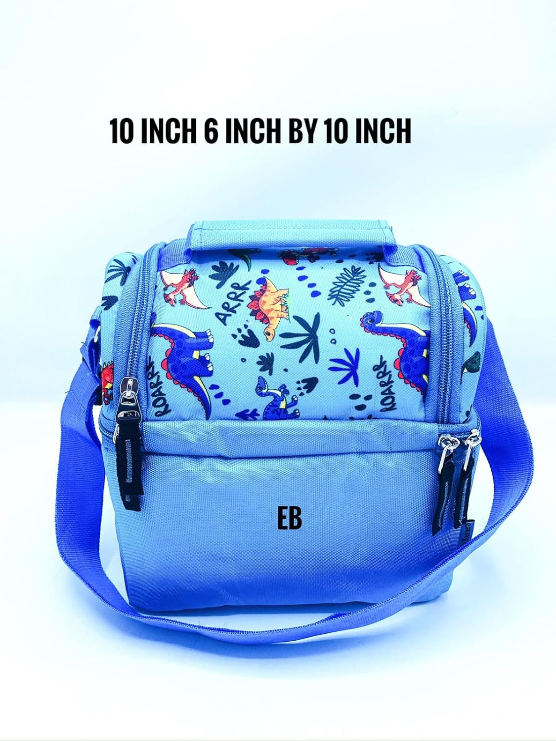 Echo Boomers Dino Printed Double Insulated Tiffin Lunch Bag with Multi Zipper Pockets