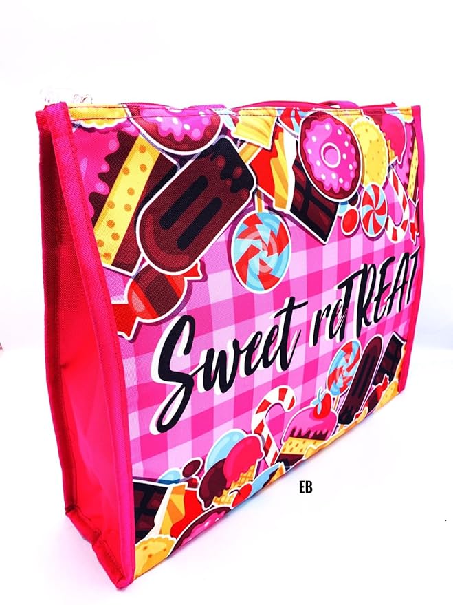 Echo Boomers Pink Sweet Treat Printed Jumbo Size Drawing/Activity Tote Bag with Multiple Pockets