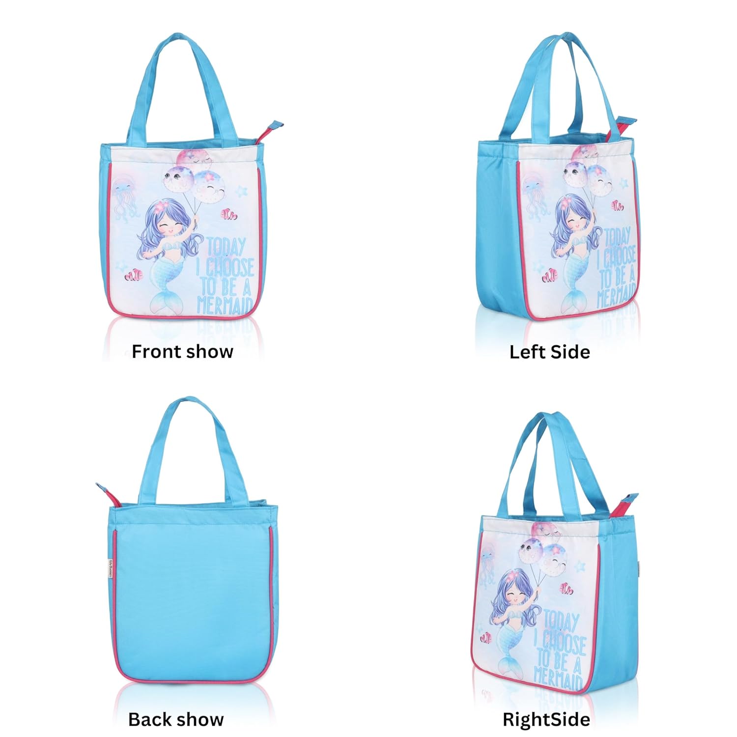 Echo Boomers Blue Mermaid Printed Lunch Bag- Insulated, Spacious & Stylish for School, Work, or Outings