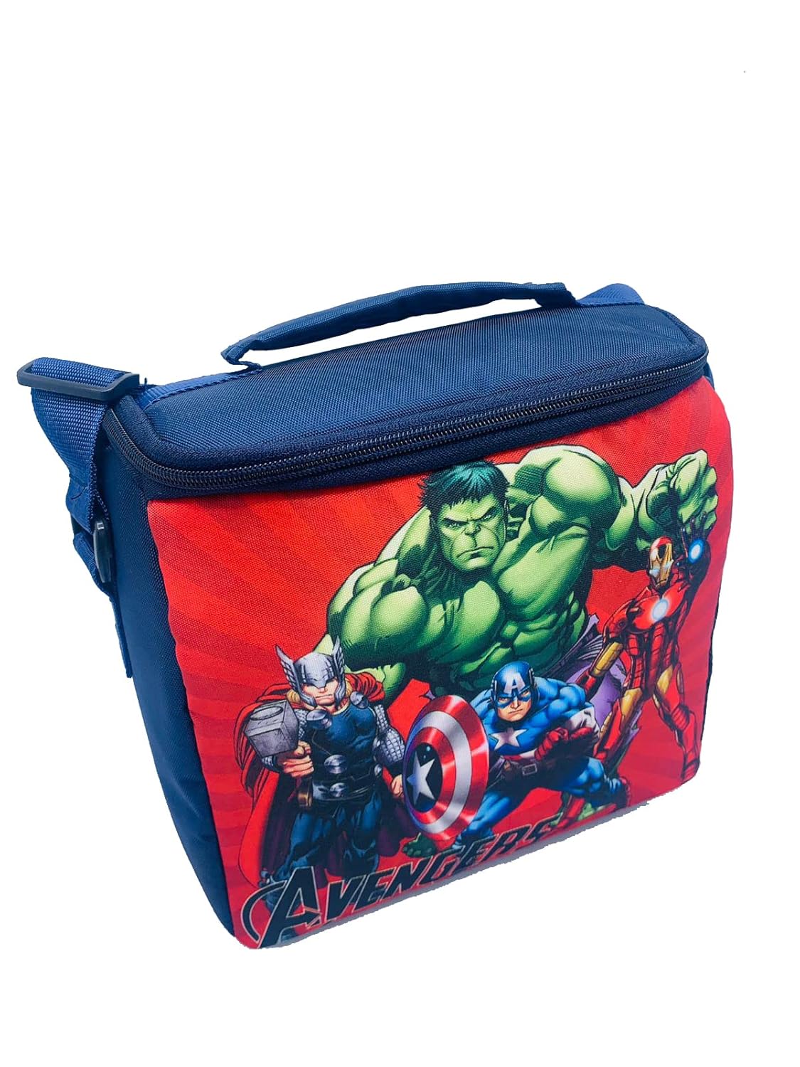 Echo Boomers Avengers Printed Insulated Lunch Bag & Rolled Dinning TableMat Combo, Tiffin and Food Storage Bag for Work, Students, Office, Picnic, College & School with Multiple Zipper Pockets Red