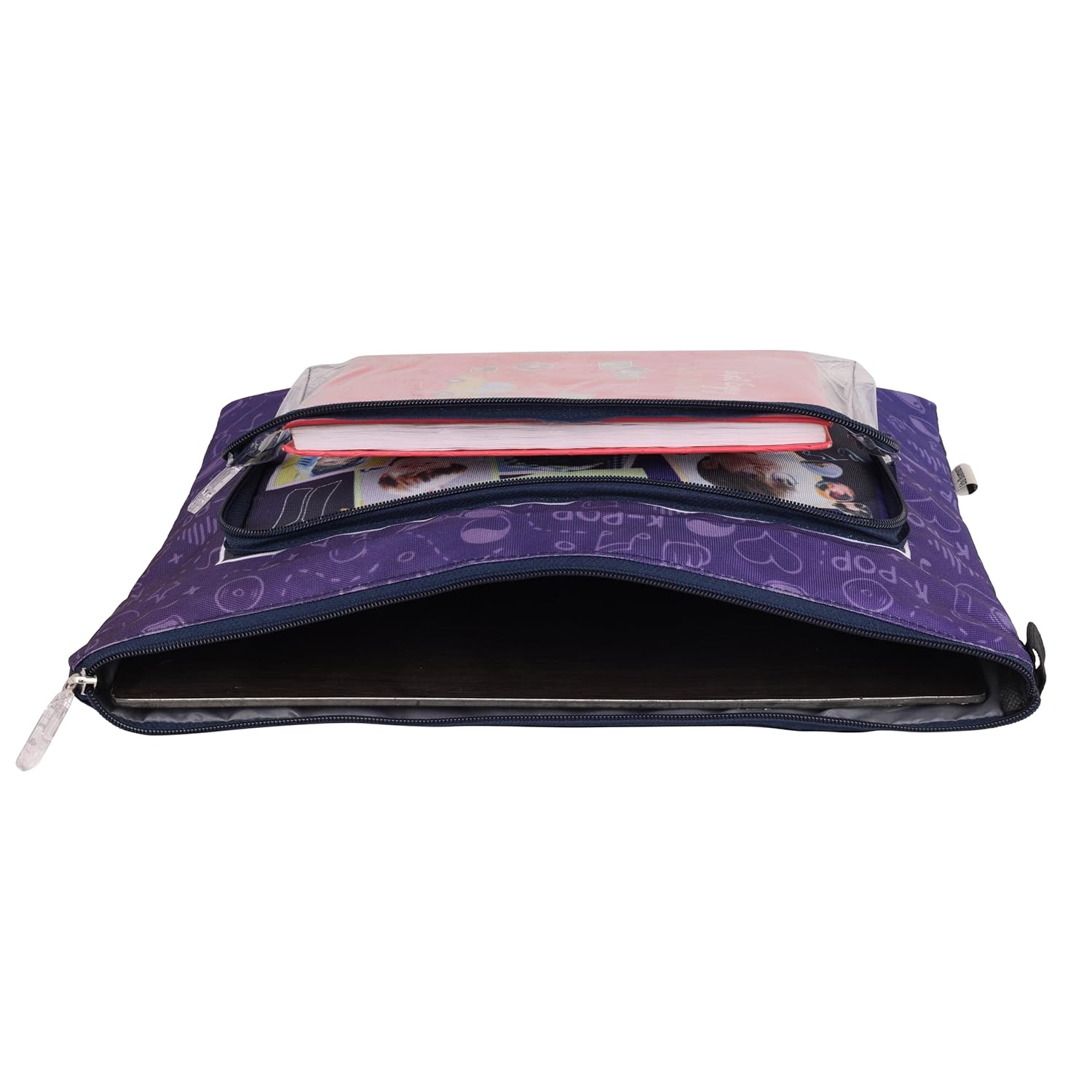 Echo Boomers - Street Racing-Inspired Gadget Organizer Bag | Stylish Multipurpose Sleeve with Transparent Pocket for School, Office & Professionals (Purple K-POP)