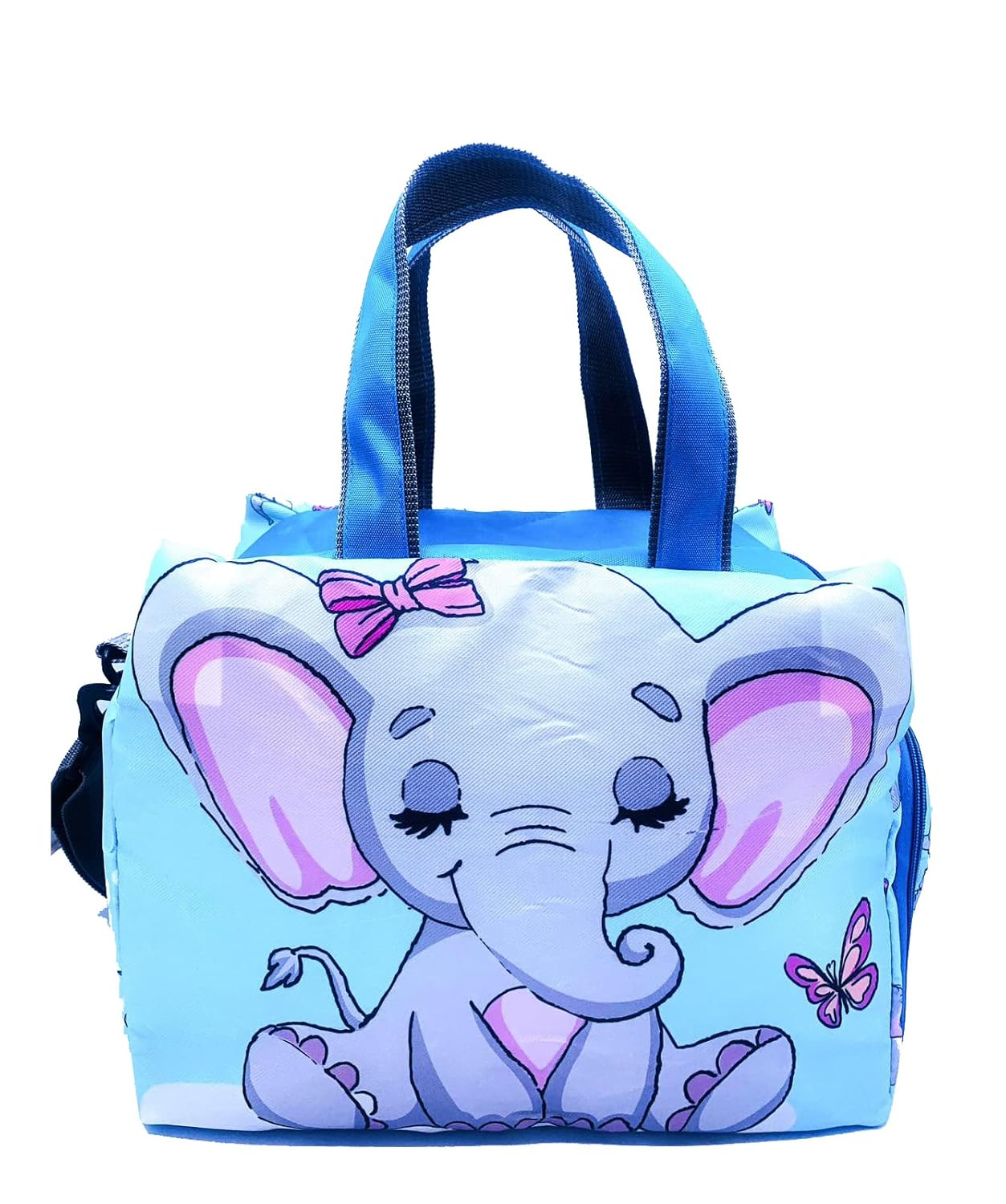 Echo Boomers Blue Elephant Printed Travel Duffle Bag | Multipurpose Sling Bag with Separate Shoe & Laundry Compartment | Perfect for Kids, Men & Women | Lightweight, Durable & Stylish Travel Companion