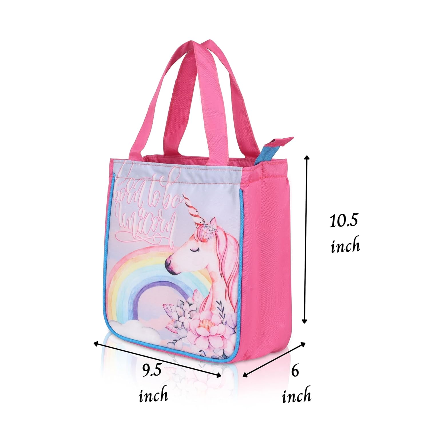 Echo Boomers Pink Unicorn Printed Lunch Bag- Insulated, Spacious & Stylish for School, Work, or Outings