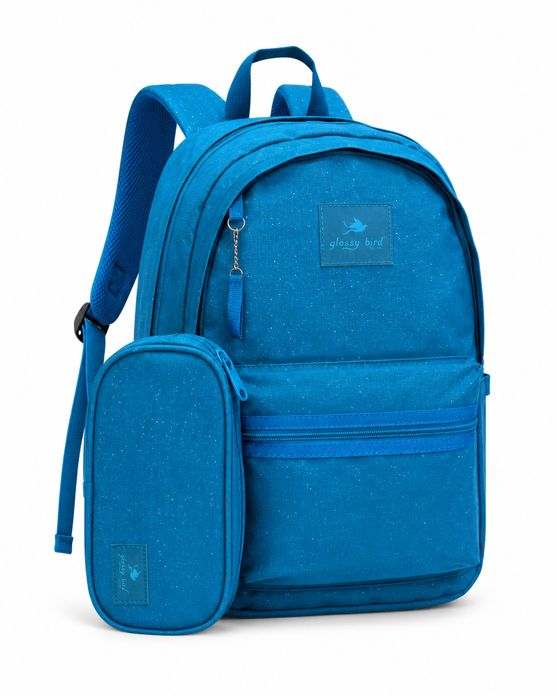 Echo Boomers Glossy Bird Everyday Backpack with Pencil Pouch| Water-Resistant Backpack for School, College, Office & Travel | Lightweight with Multiple Compartments
