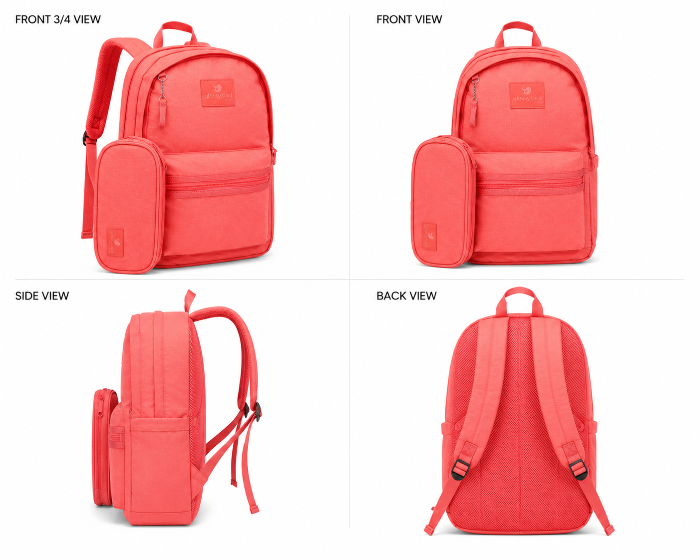 Echo Boomers Glossy Bird Everyday Backpack with Pencil Pouch| Water-Resistant Backpack for School, College, Office & Travel | Lightweight with Multiple Compartments