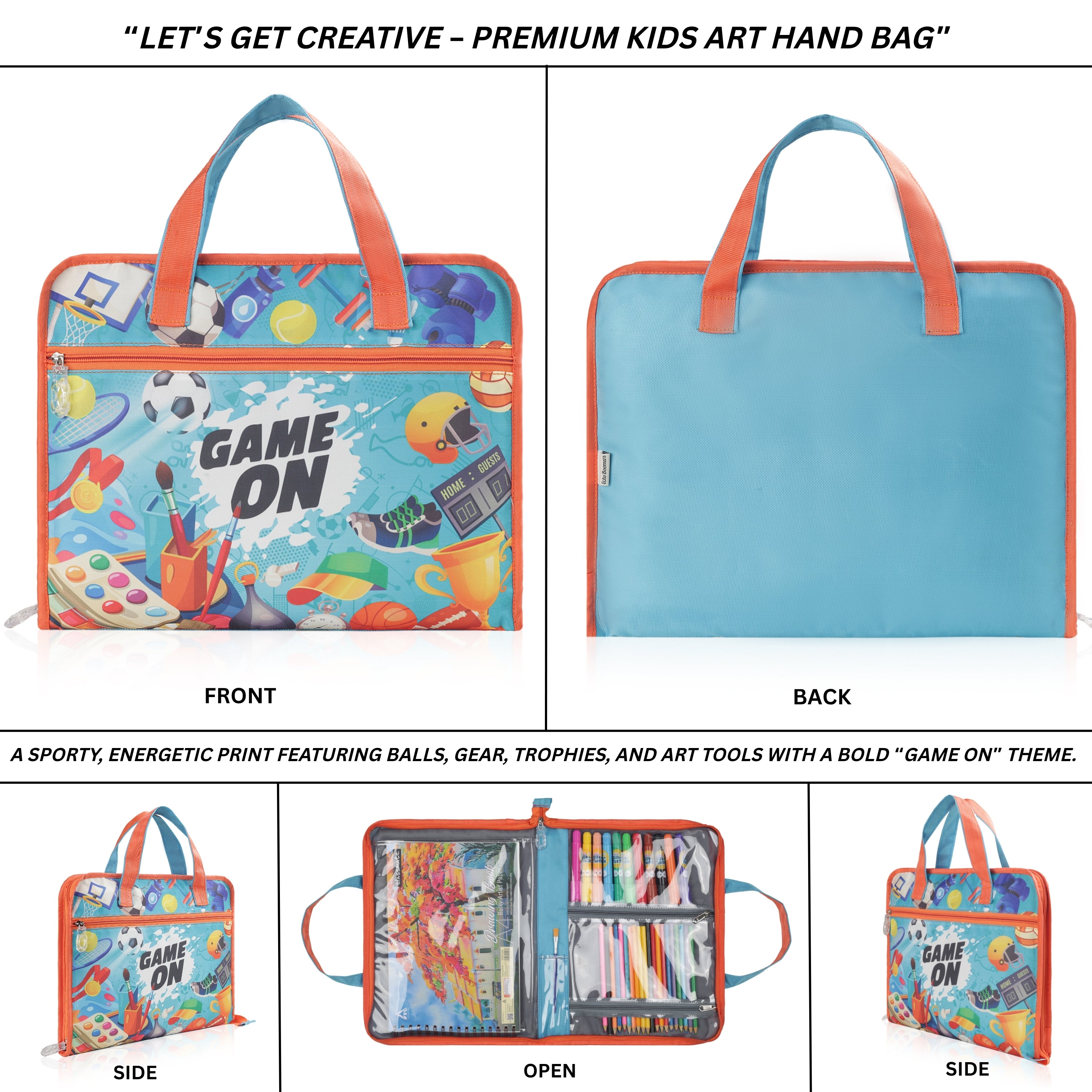 Echo Boomers A4 Kids Drawing Bag | Art & Stationery Organizer with Zipper Pocket