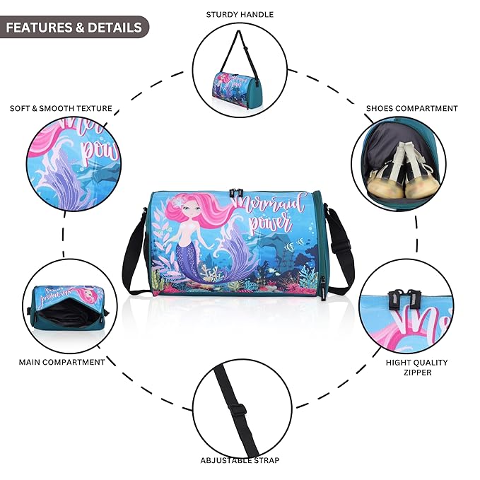 Echo Boomers Mermaid Pink & Sky Blue Duffel Bag - Dive into Adventure with Girlish Charm