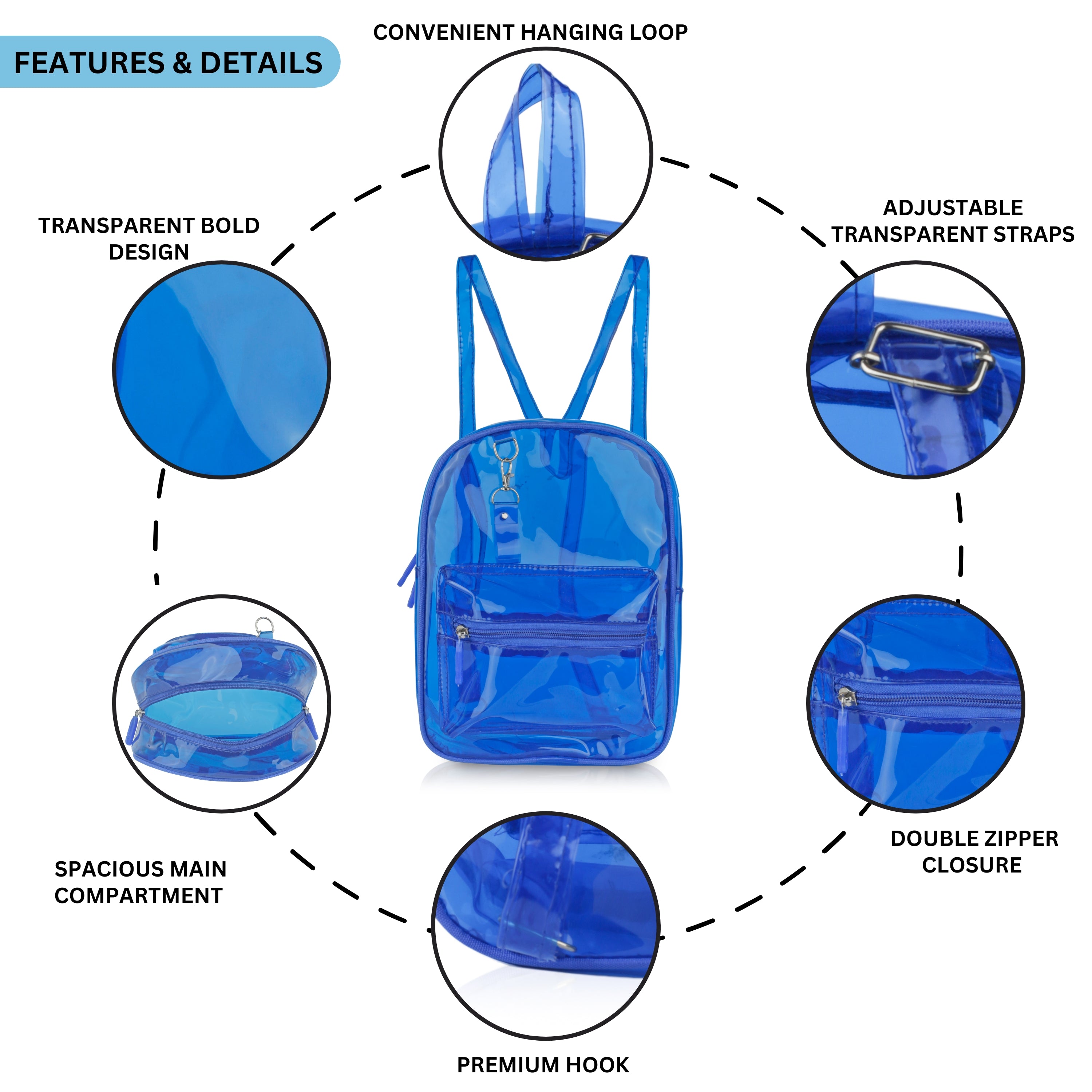 Echo Boomers Stylish Transparent Jelly Backpack | Trendy Neon Yellow Clear Bag | 50 GSM Waterproof PVC School, College & Travel Backpack with Front Zipper Pocket