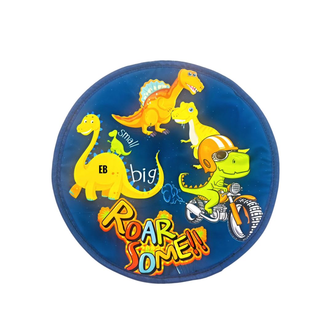 Echo Boomers Multi design & Theme Round Folding Dining Mat for Kids | 10 x 10 Inch Cutlery Holder | Portable Kids Lunch Mat with Spoon & Fork Pockets